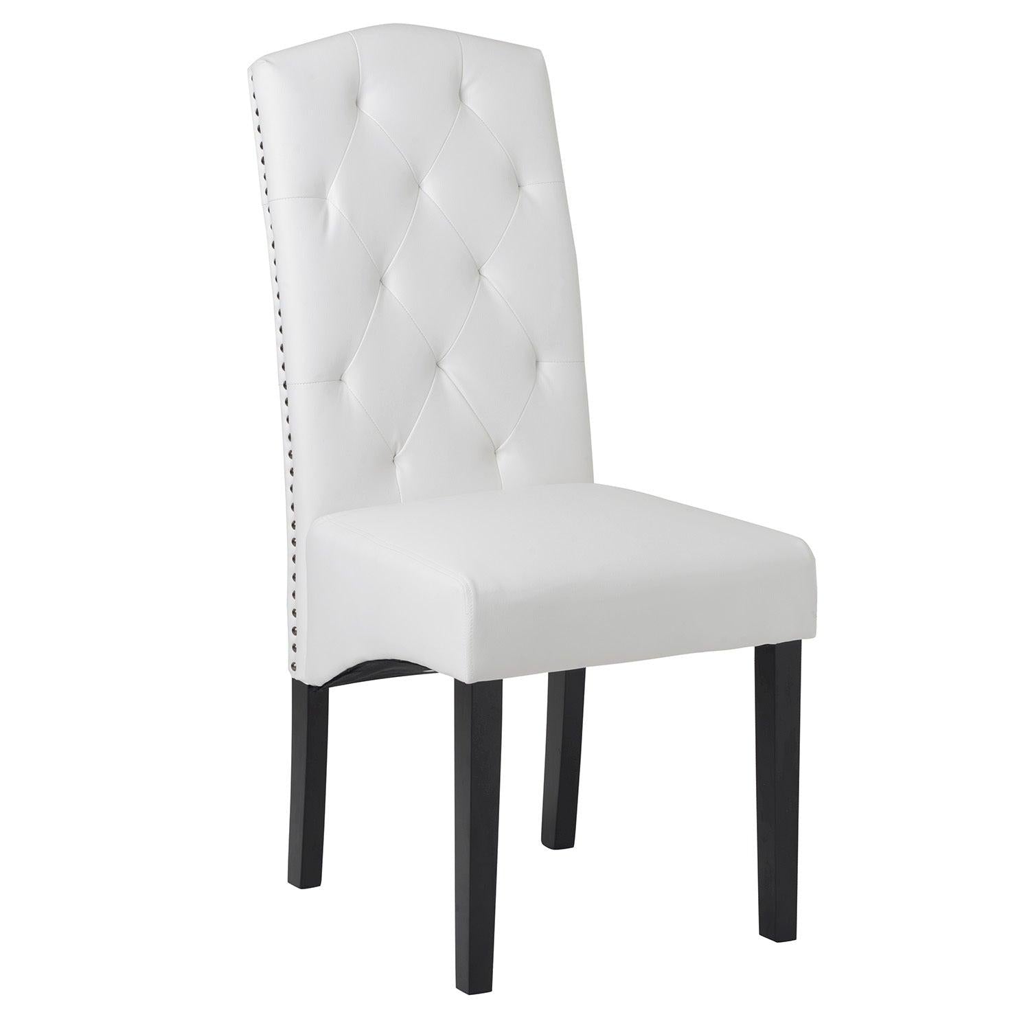 Dining PU Chair with Solid Wood Legs, 18.11" L x 24.01" W x 40.95" H White