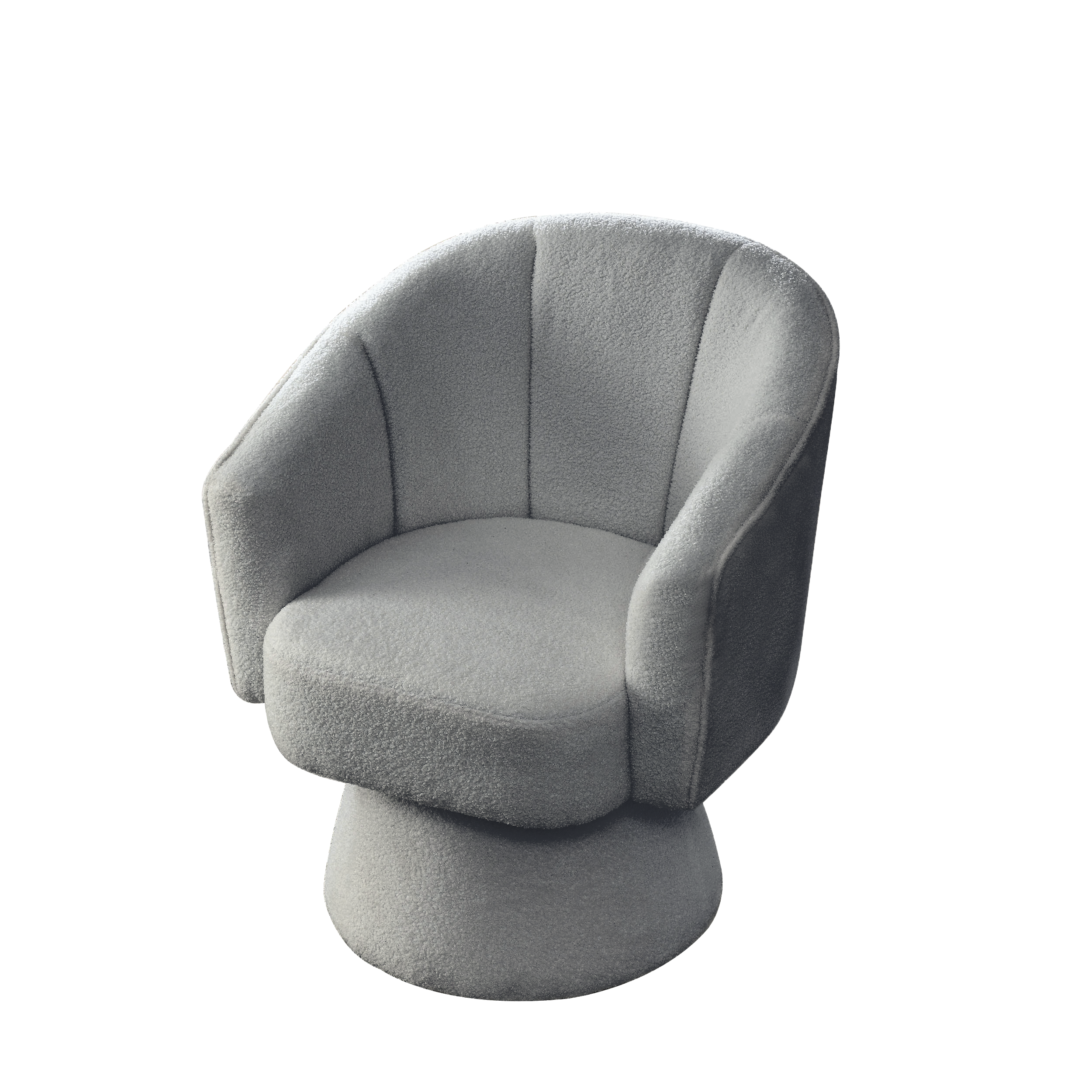 29 "W PetalModern Contemporary Accent Lounge Swivel Chair with Deep Channel Tufting and Base，teddy fabric