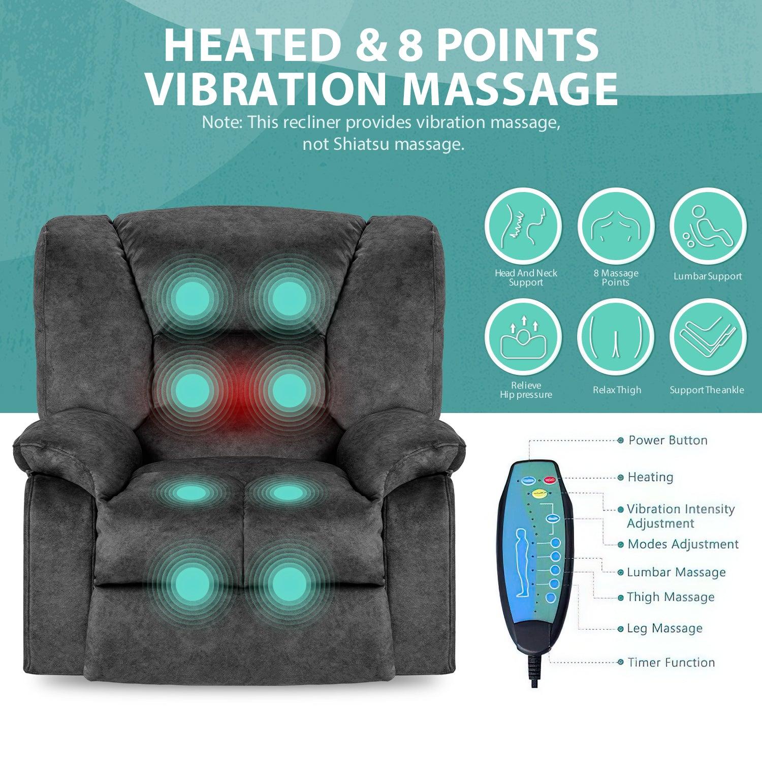 Oversized Recliner Chair Sofa with Massage and Heating image