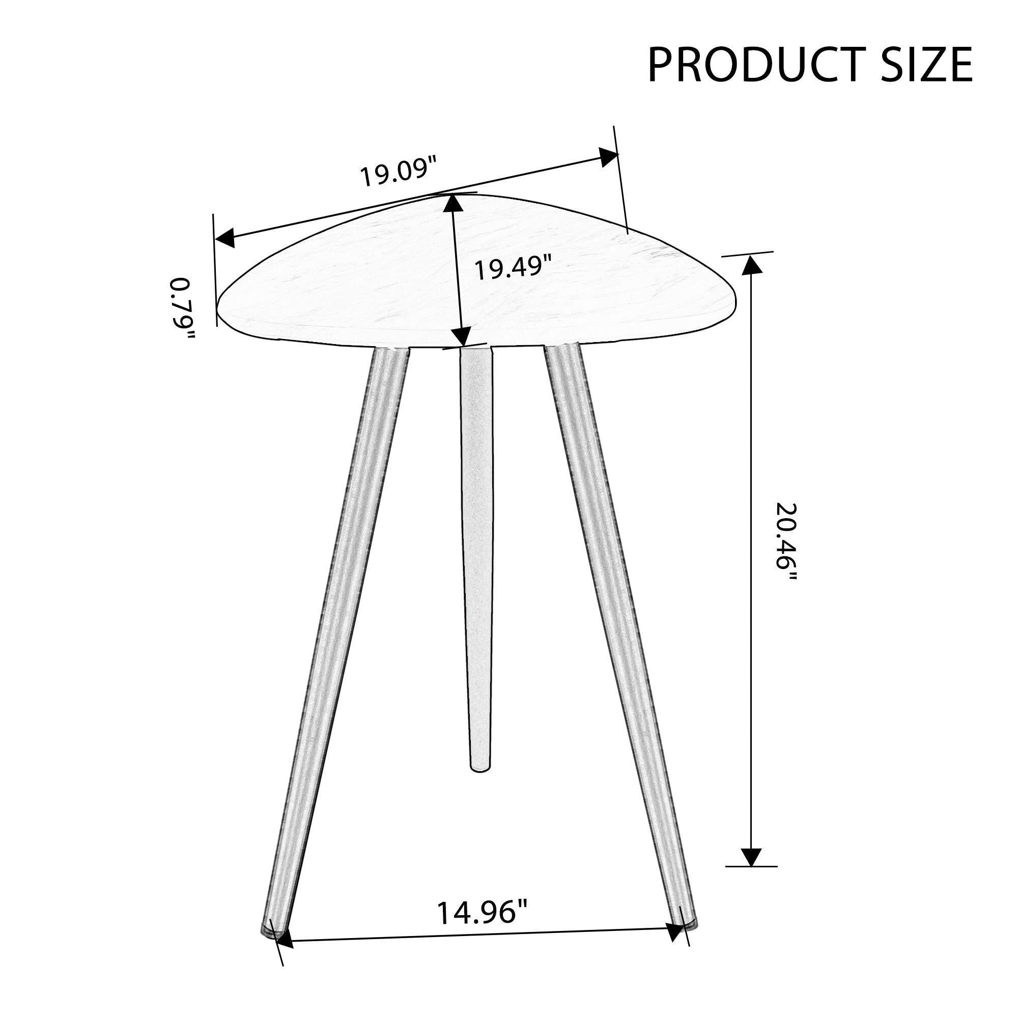 Modern Minimalism White Faux Marble End&Side Table,Small Accent Coffee Table with Dark ld Metal Legs,Triangle Nightstand for Living Room,Bedroom,Apartment Small Space ( MDF Tabletop + Metal Legs )