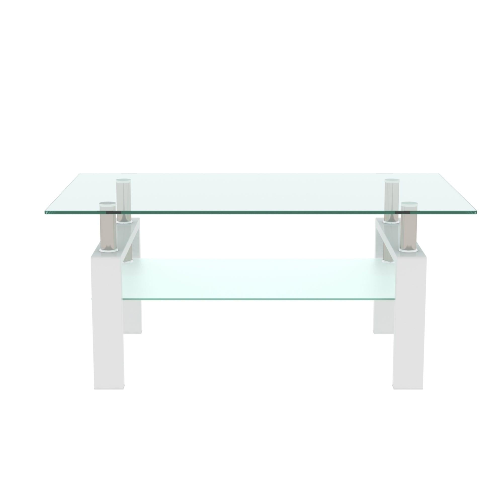 White Coffee Table, Clear Coffee Table，Modern Side Center Tables for Living Room， Living Room Furniture