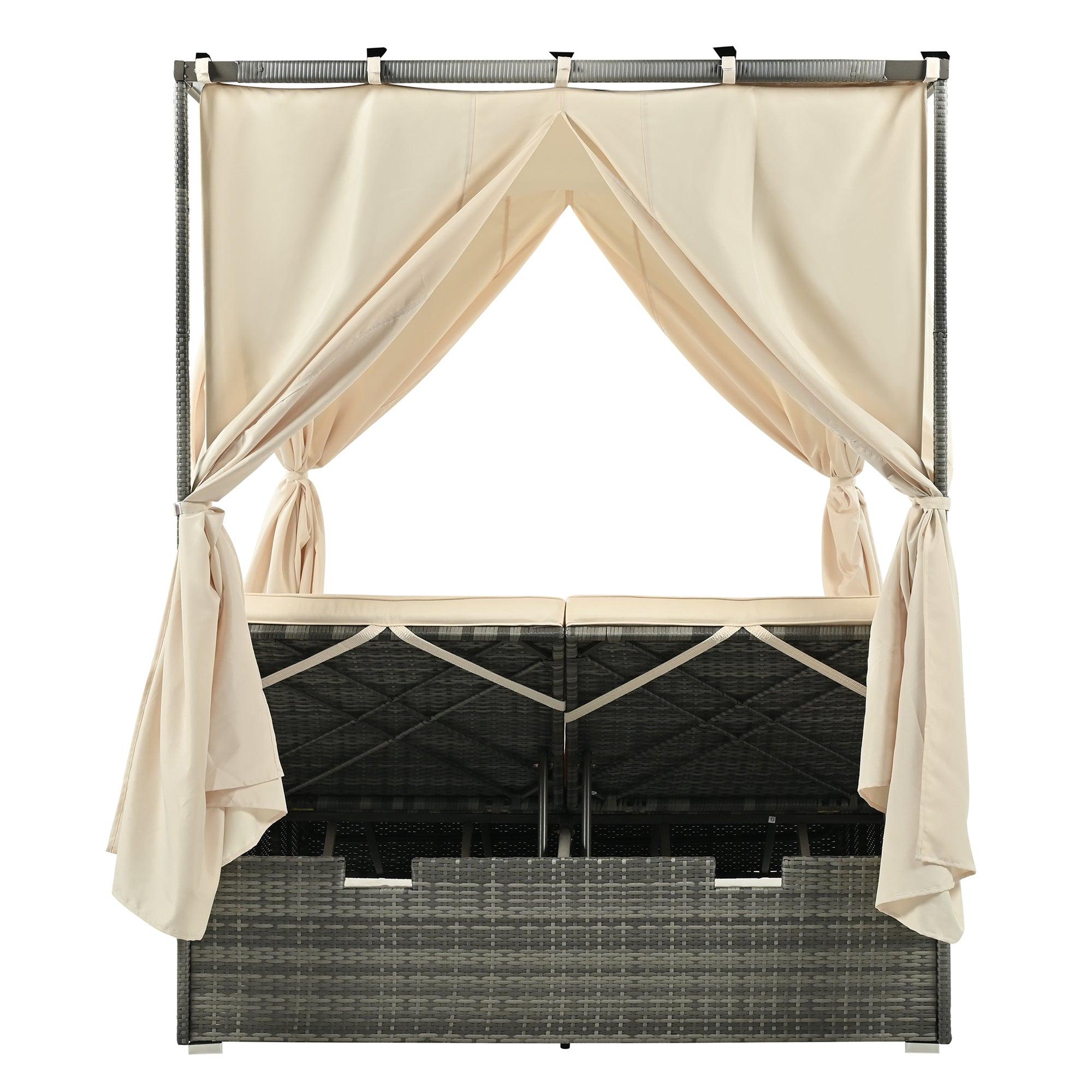 Adjustable Sun Bed With Curtain,High Comfort，With 3 Colors