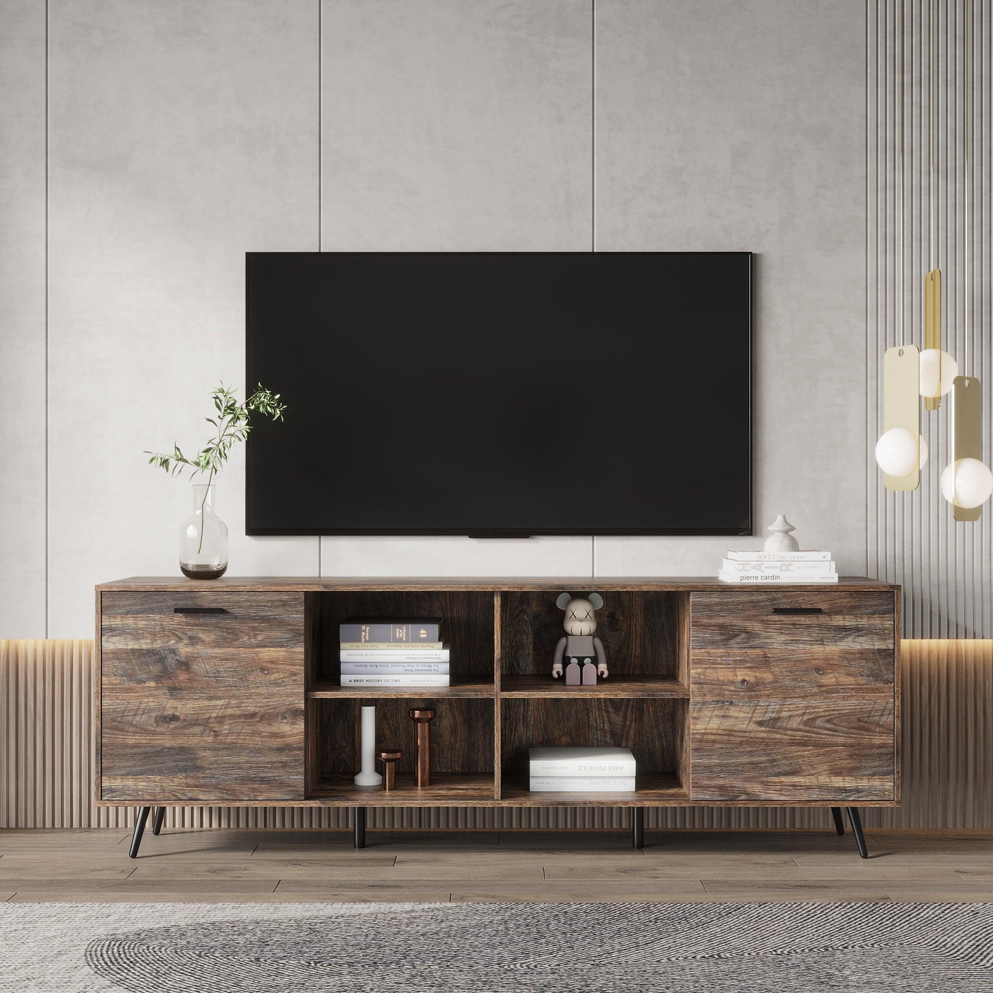 TV Stand Mid-Century WoodModern Entertainment Center AdjustableStorage Cabinet TV Console for Living Room image