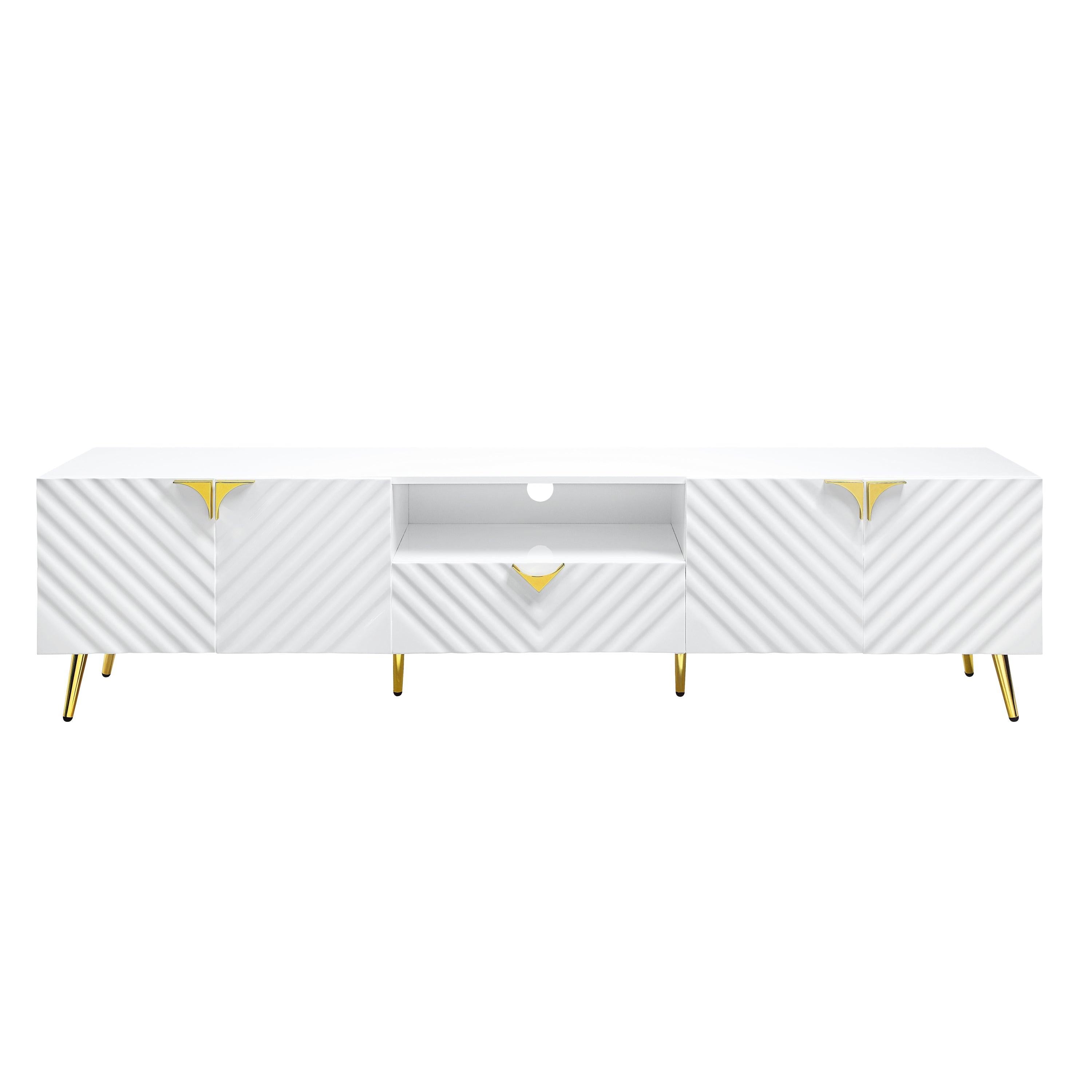 ACME Gaines TV Stand, White High Gloss Finish LV01138