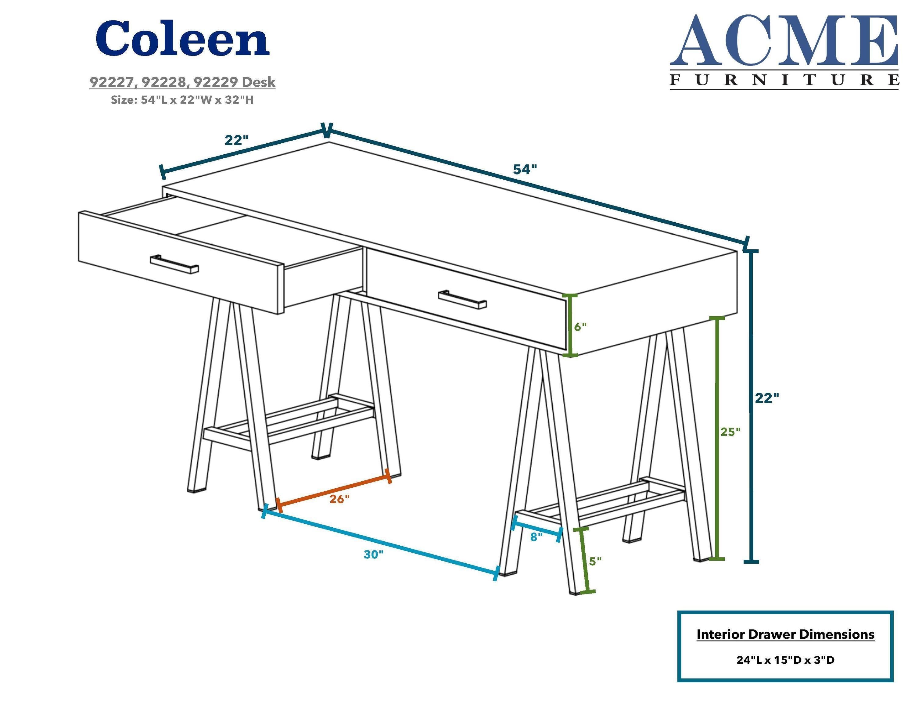 ACME Coleen Desk in White High Gloss & Chrome 92229