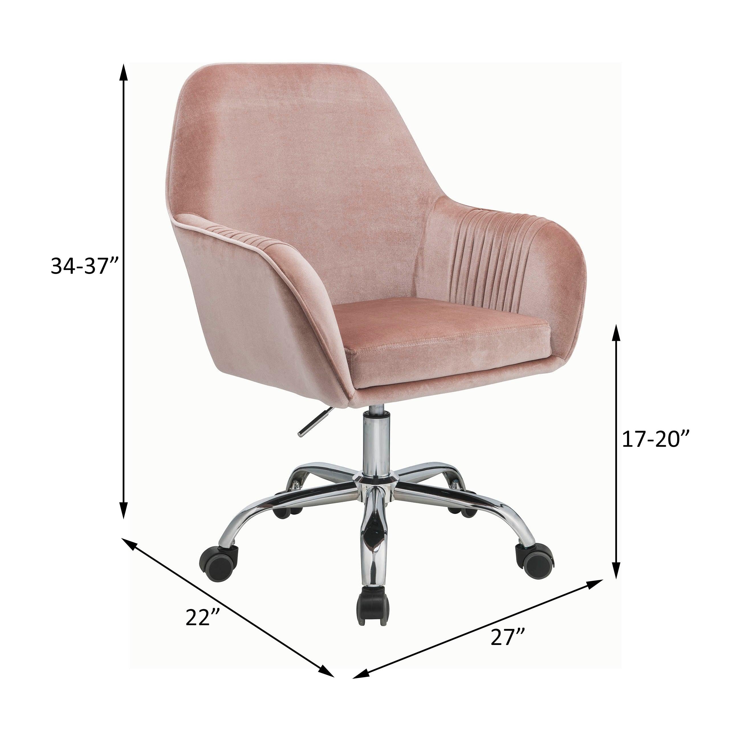 ACME Eimer Office Chair in Peach Velvet & Chrome 92504