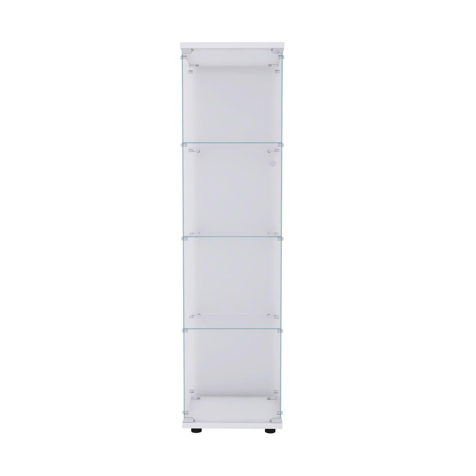 Glass Display Cabinet 4 Shelves with Door, Floor Standing Curio Bookshelf for Living Room Bedroom Office, 64.56” x 16.73”x 14.37”, White