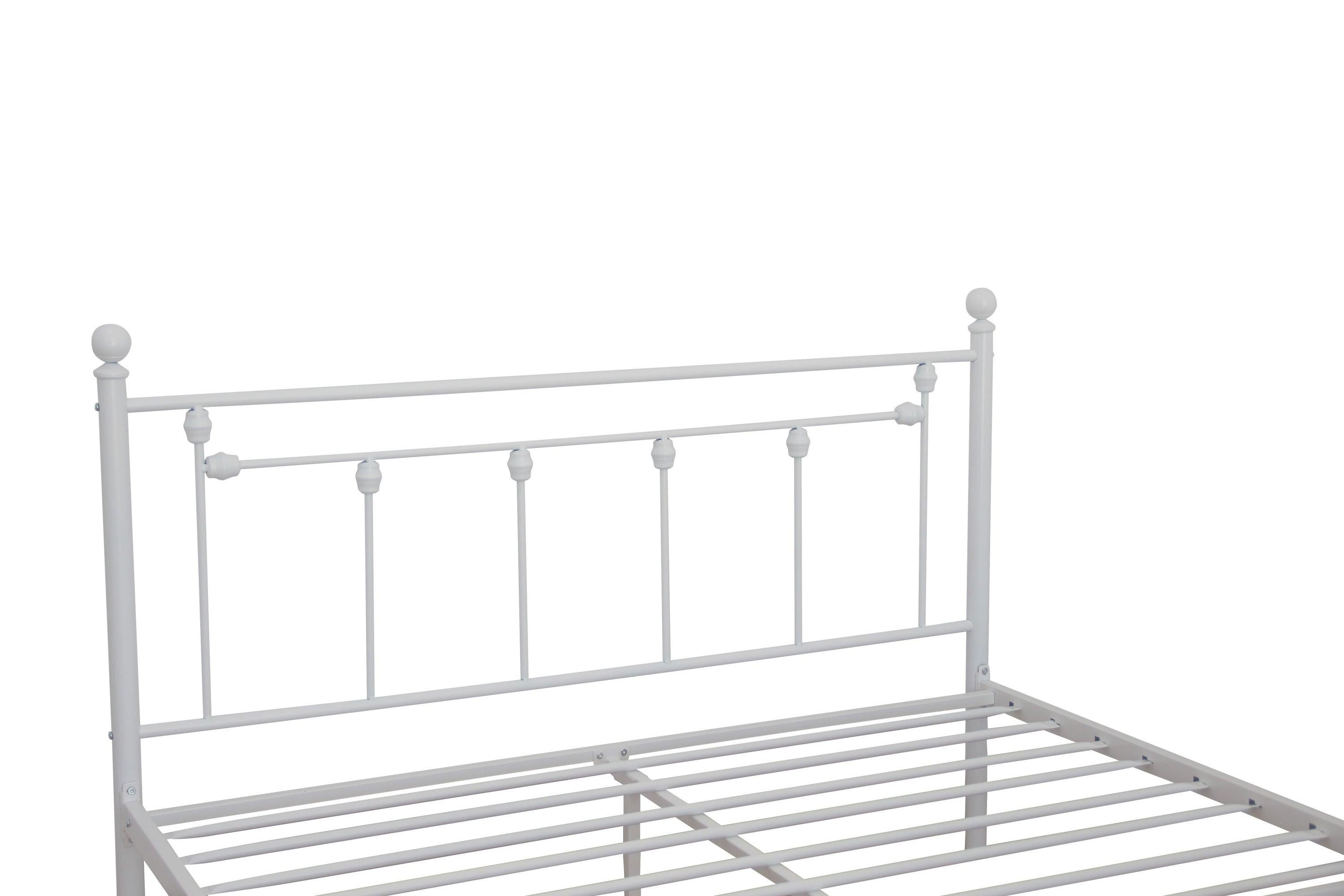 Full Size Metal Bed Frame with Headboard and Footboard (White)