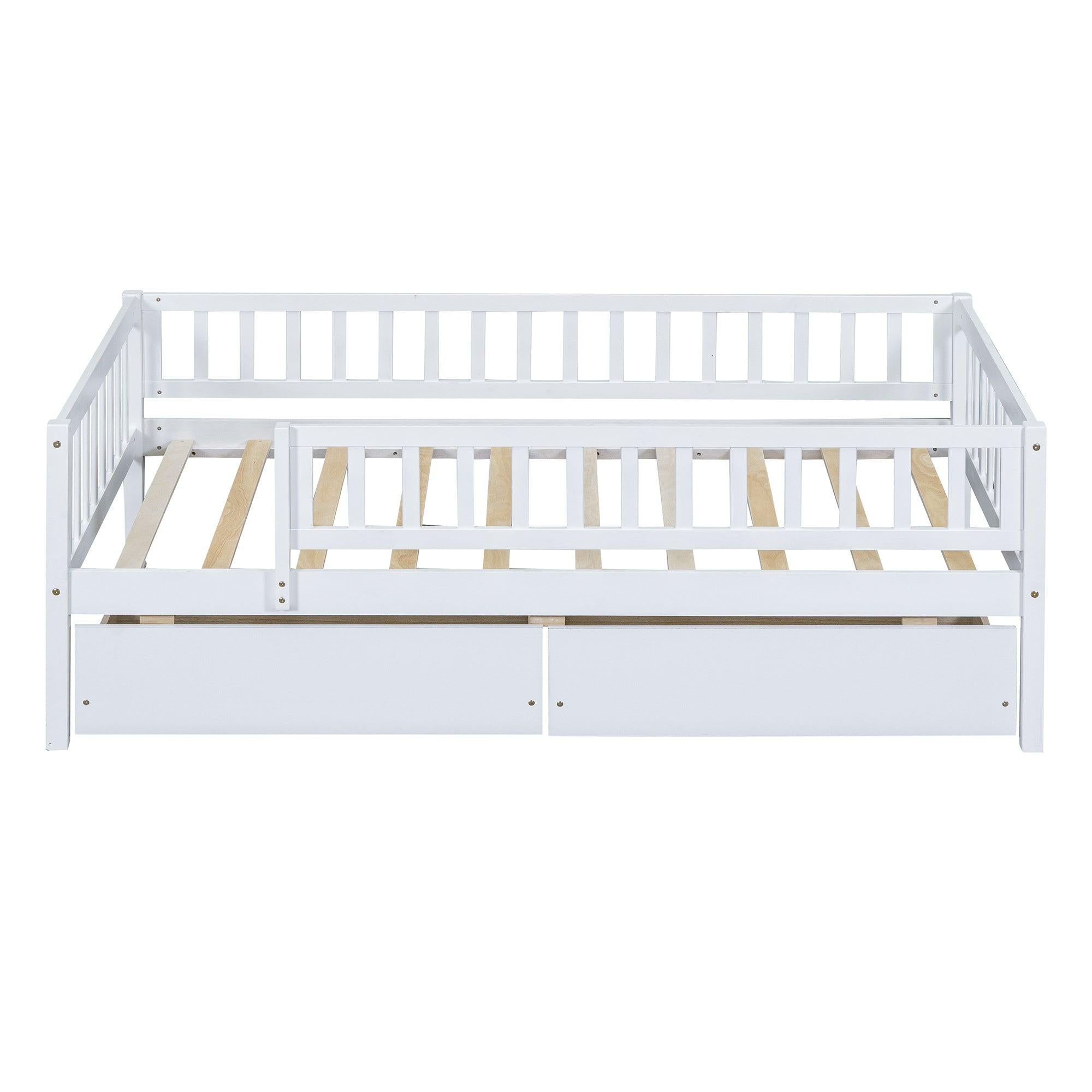 Twin Size Daybed Wood Bed with Two Drawers , White