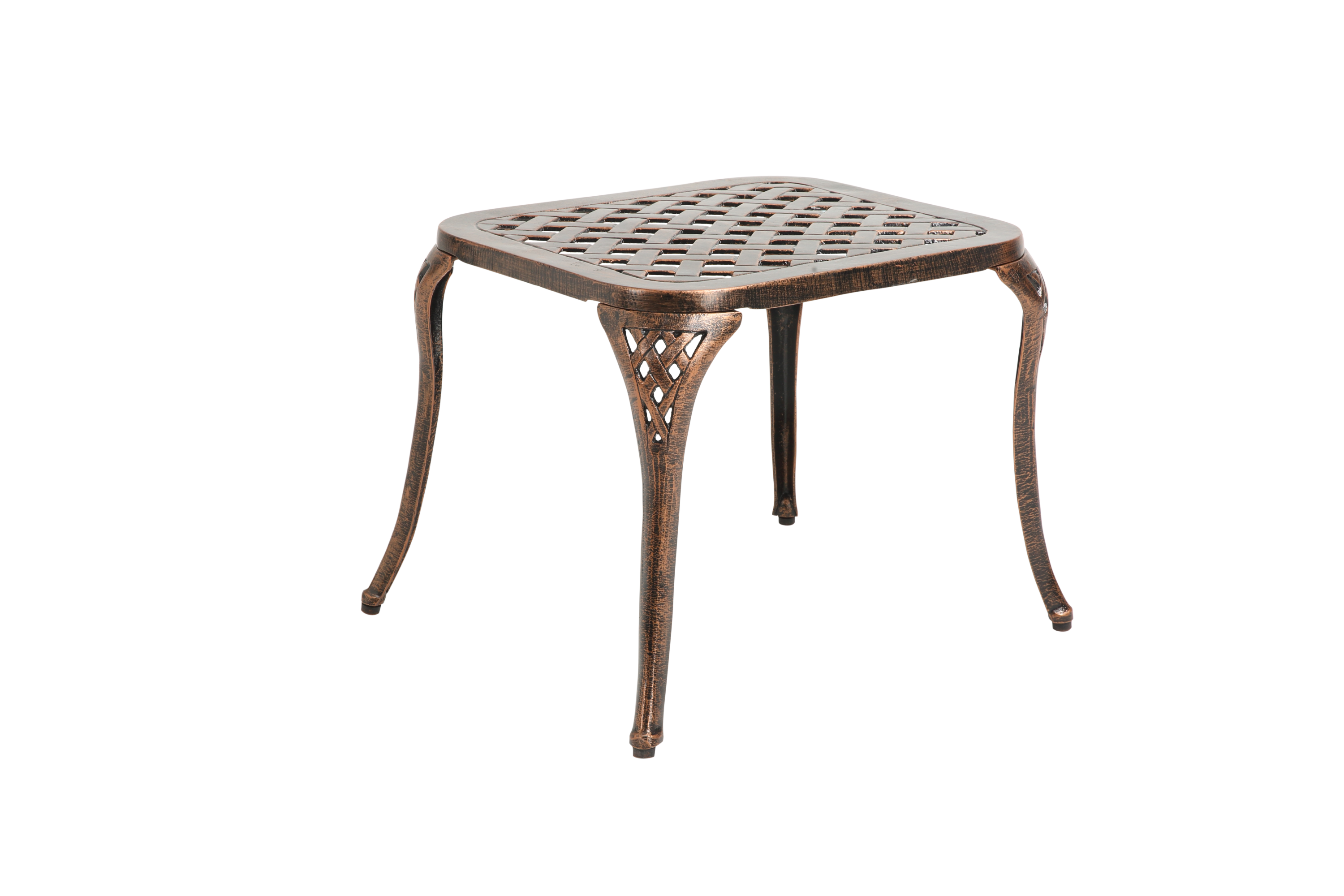 Patio End Table, Outdoor Side Table Cast Aluminum Metal Furniture - Bronze