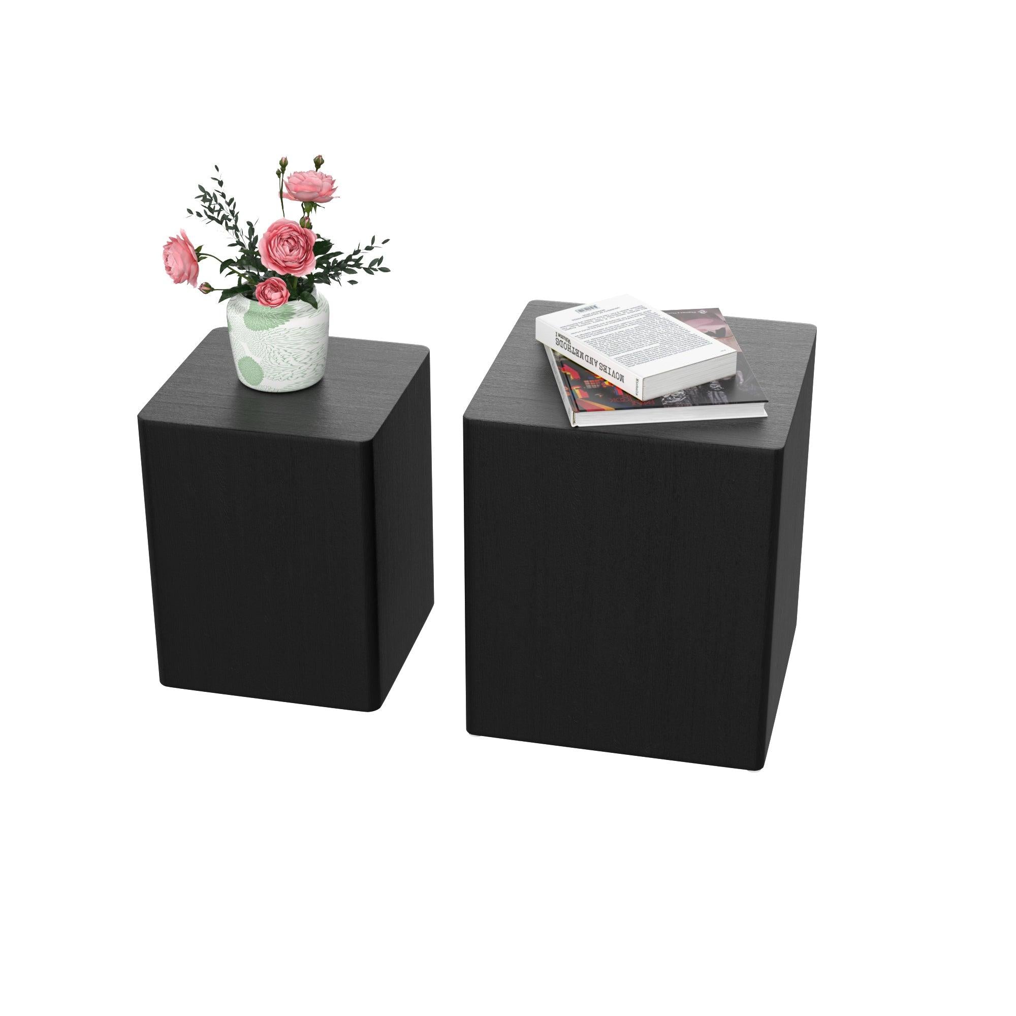 Upgrade MDF Nesting table/side table/coffee table/end table for living room,office,bedroom ，Black Oak, set of 2