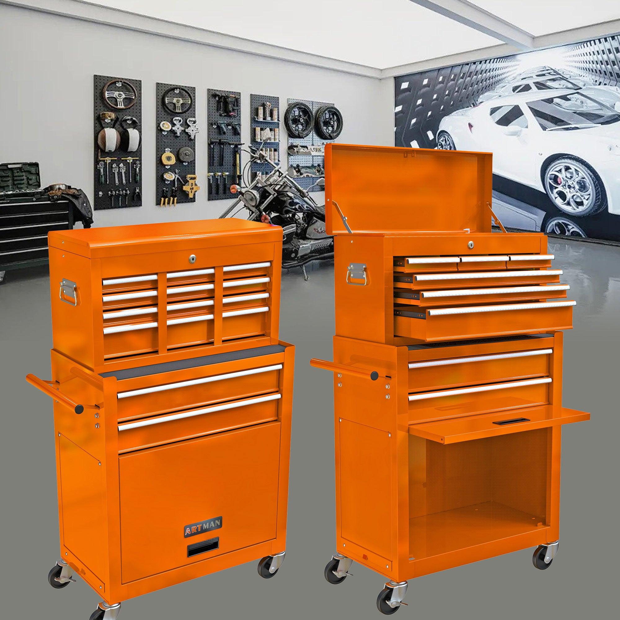 High Capacity Rolling Tool Chest with Wheels and Drawers, 8-Drawer ToolStorage Cabinet--ORANGE