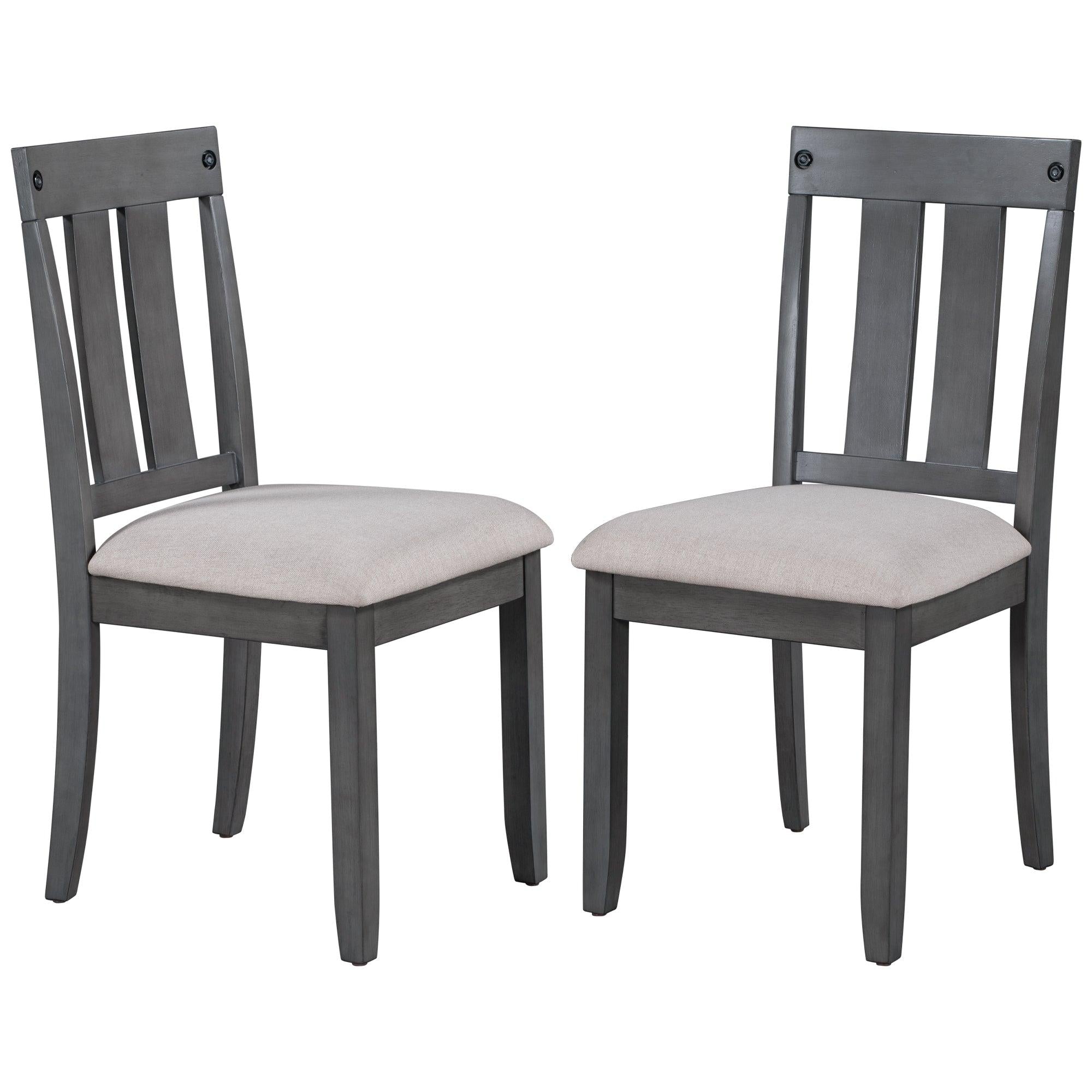 Rustic Farmhouse 6-Piece Wooden Rustic Style Dining Set, Including Table, 4 Chairs & Bench (Gray)