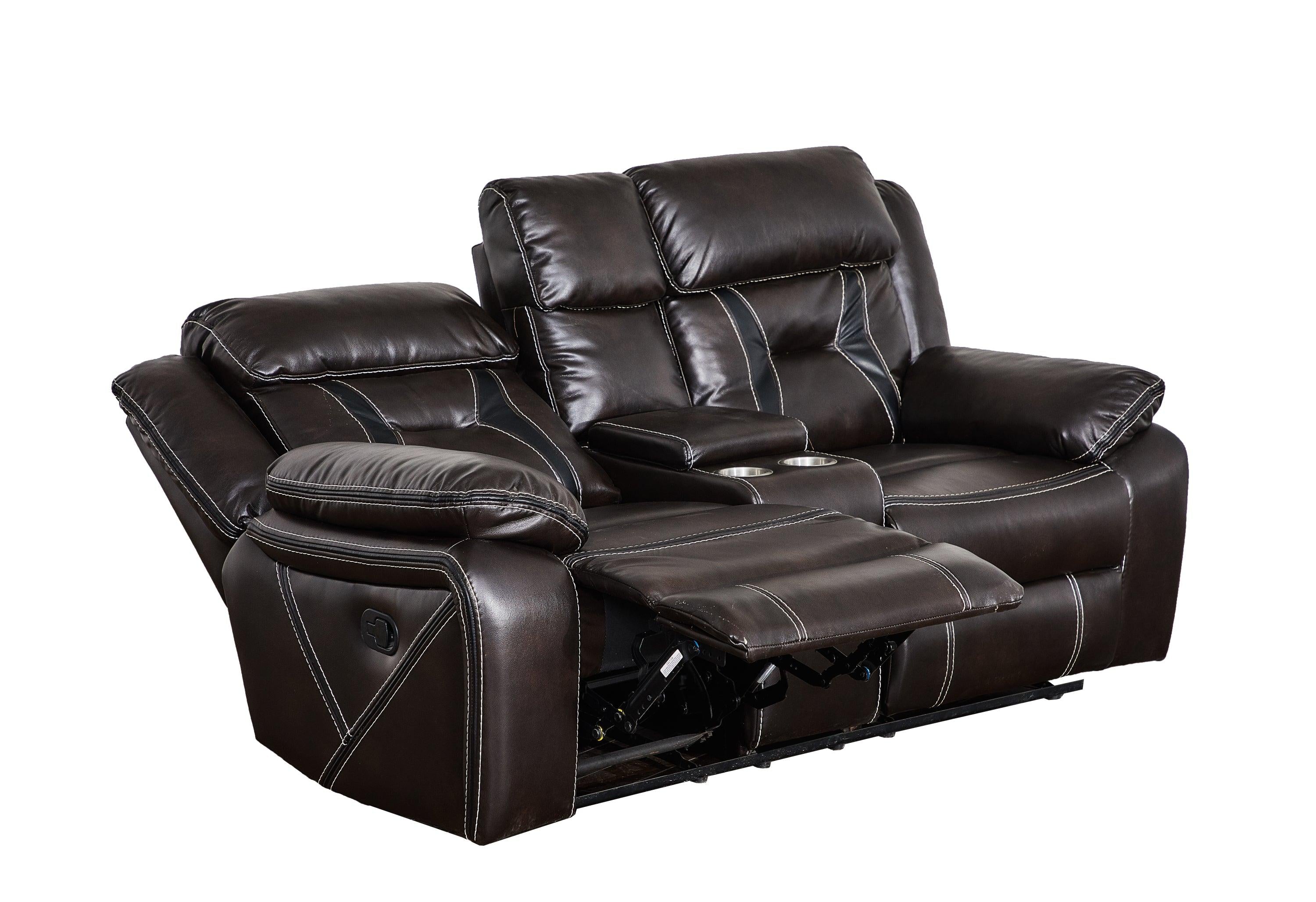 Reclining upholstered manual puller in faux leather, Brown  72.83*38.58*40.16