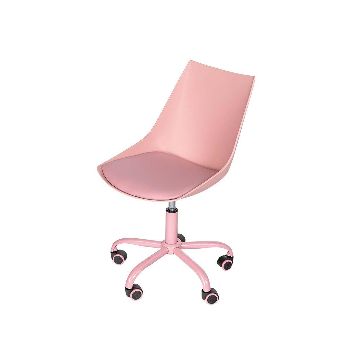 Home Office Desk Chair Computer Chair Fashion Ergonomic Task Working Chair with Wheels Height Adjustable Swivel PU Leather Pink