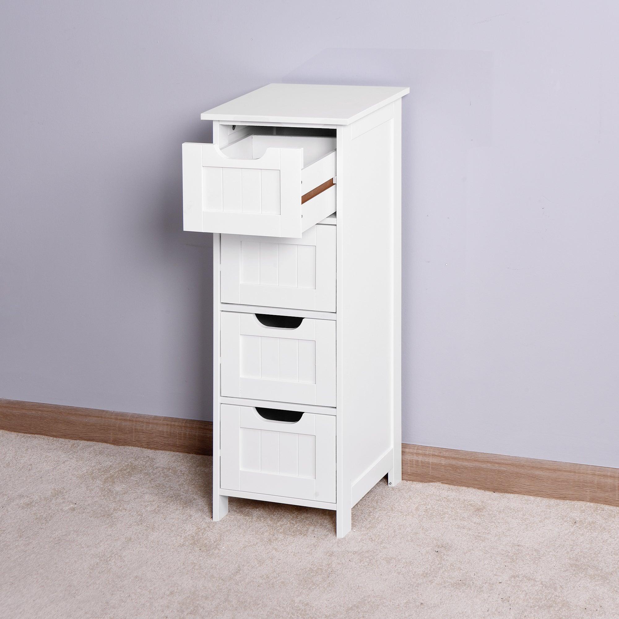 White BathroomStorage Cabinet, Freestanding Cabinet with Drawers