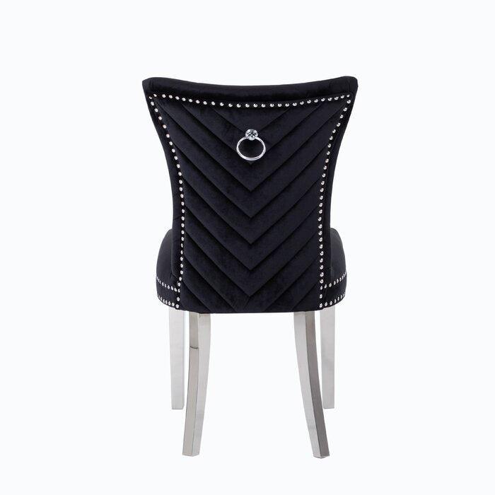 Eva 2 Piece Stainless Steel Legs Chair Finish with Velvet Fabric in Black