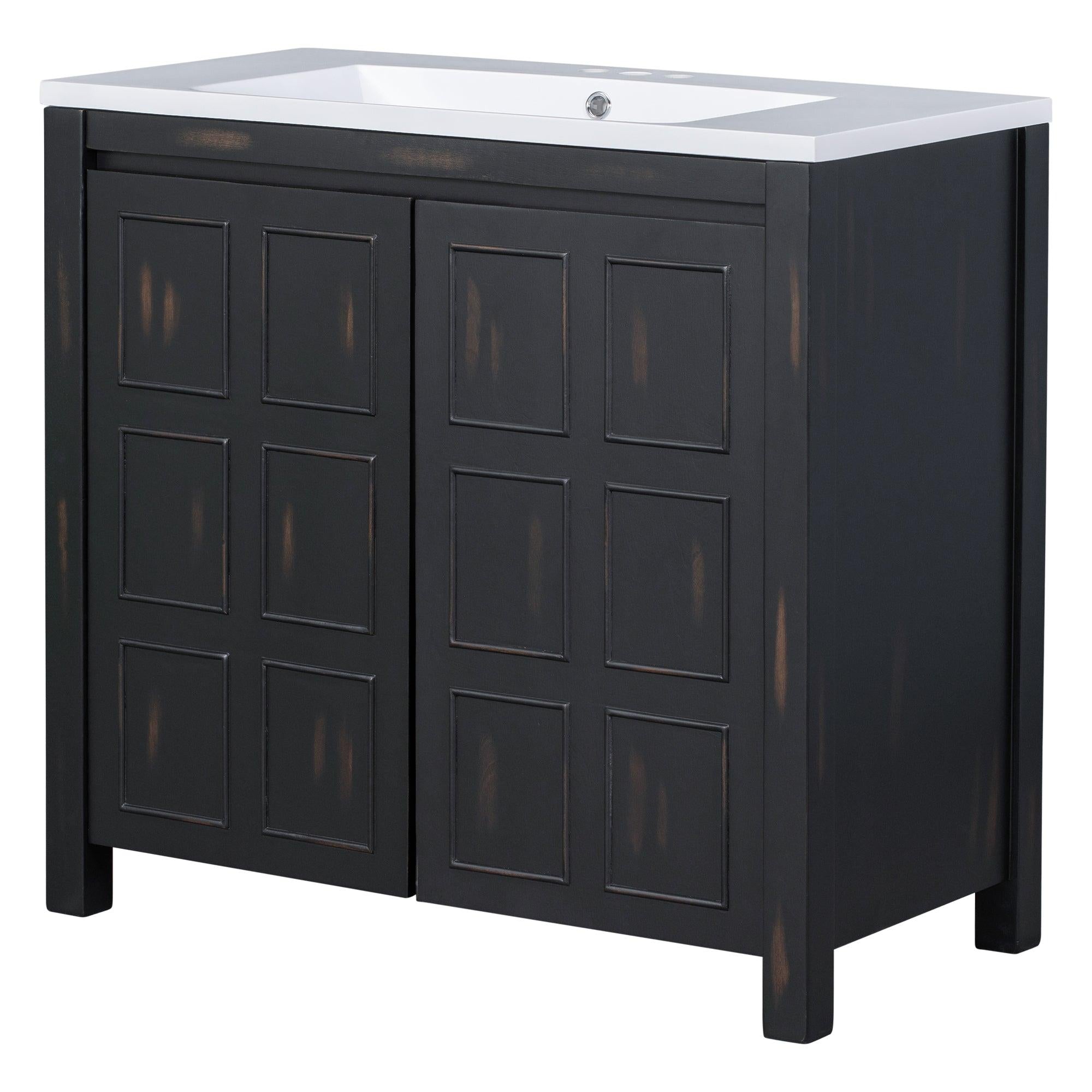 36" Bathroom Vanity Organizer with Sink,Combo Cabinet Set，BathroomStorage Cabinet,Retro Espresso