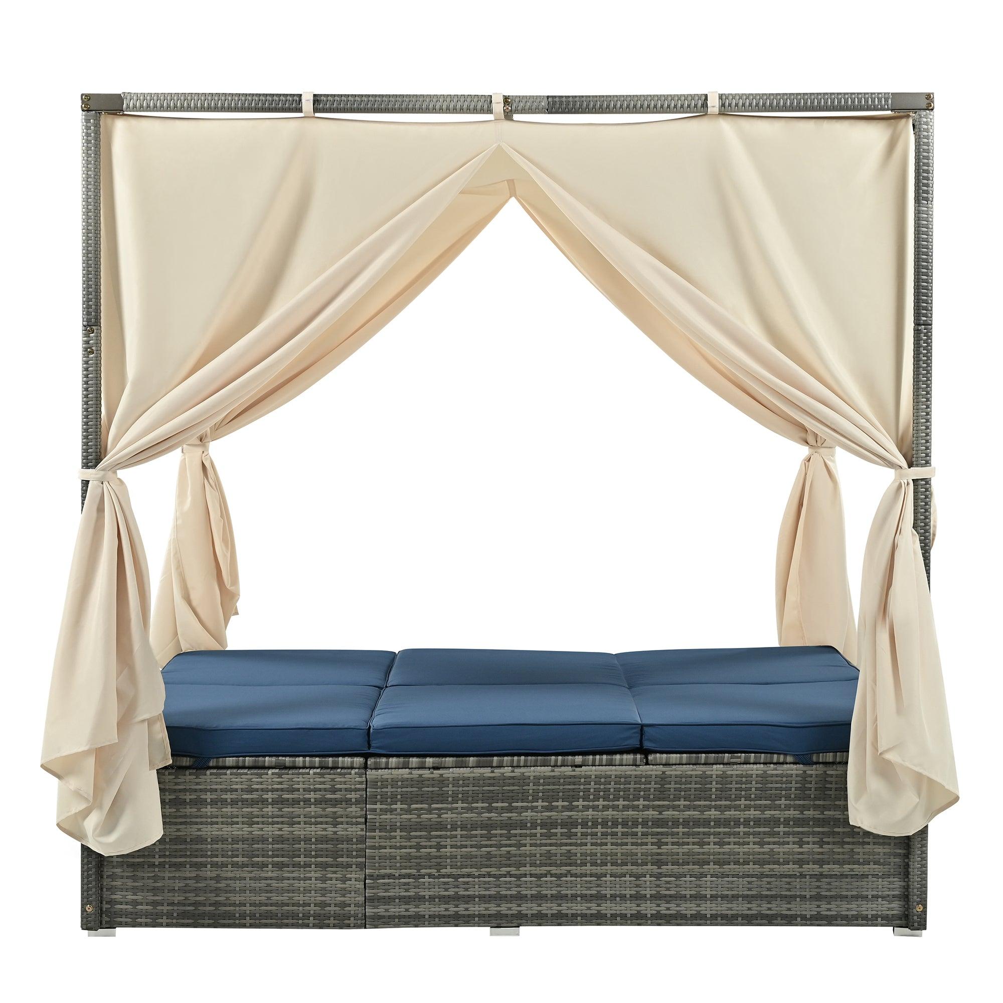 Adjustable Sun Bed With Curtain,High Comfort，With 3 Colors