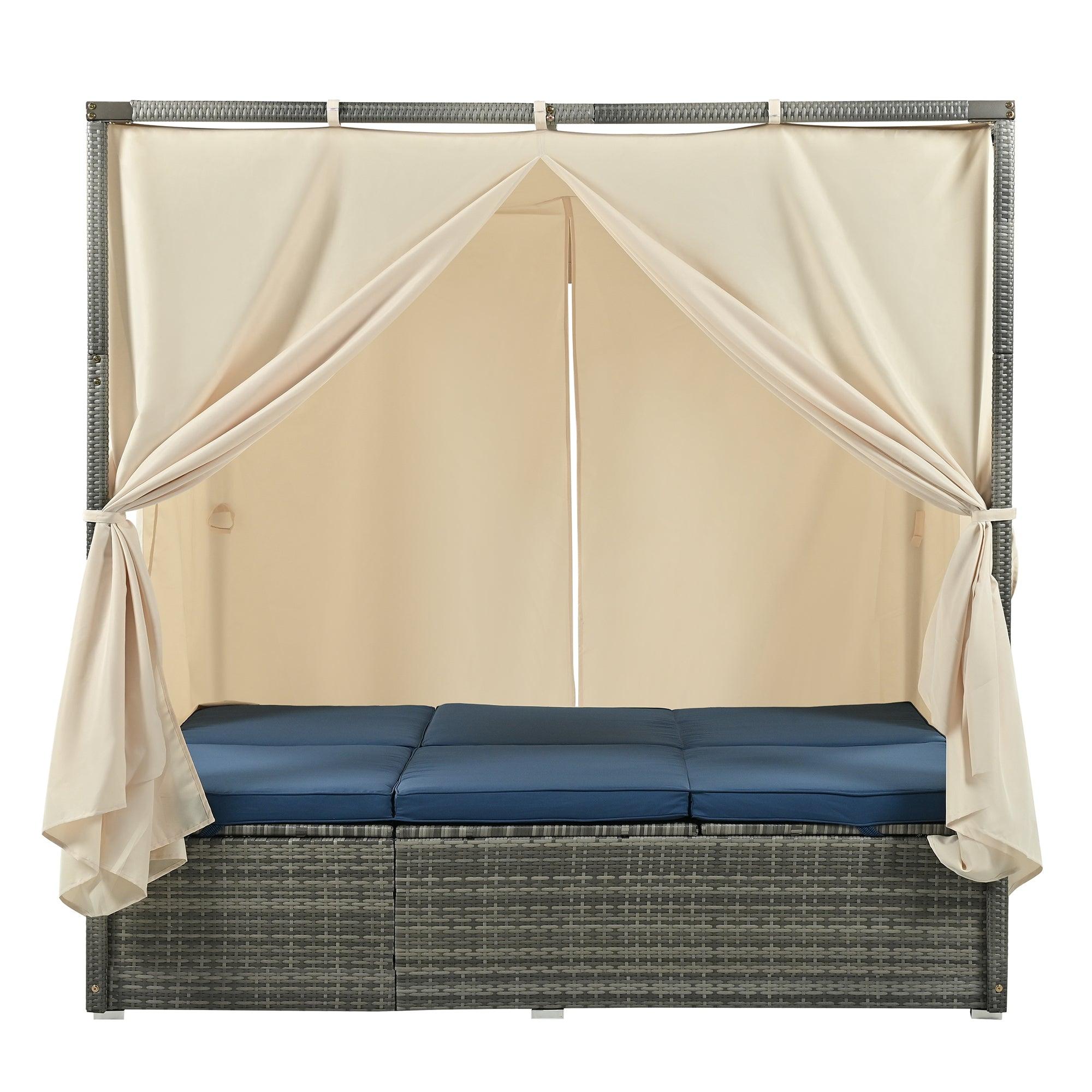 Adjustable Sun Bed With Curtain,High Comfort，With 3 Colors