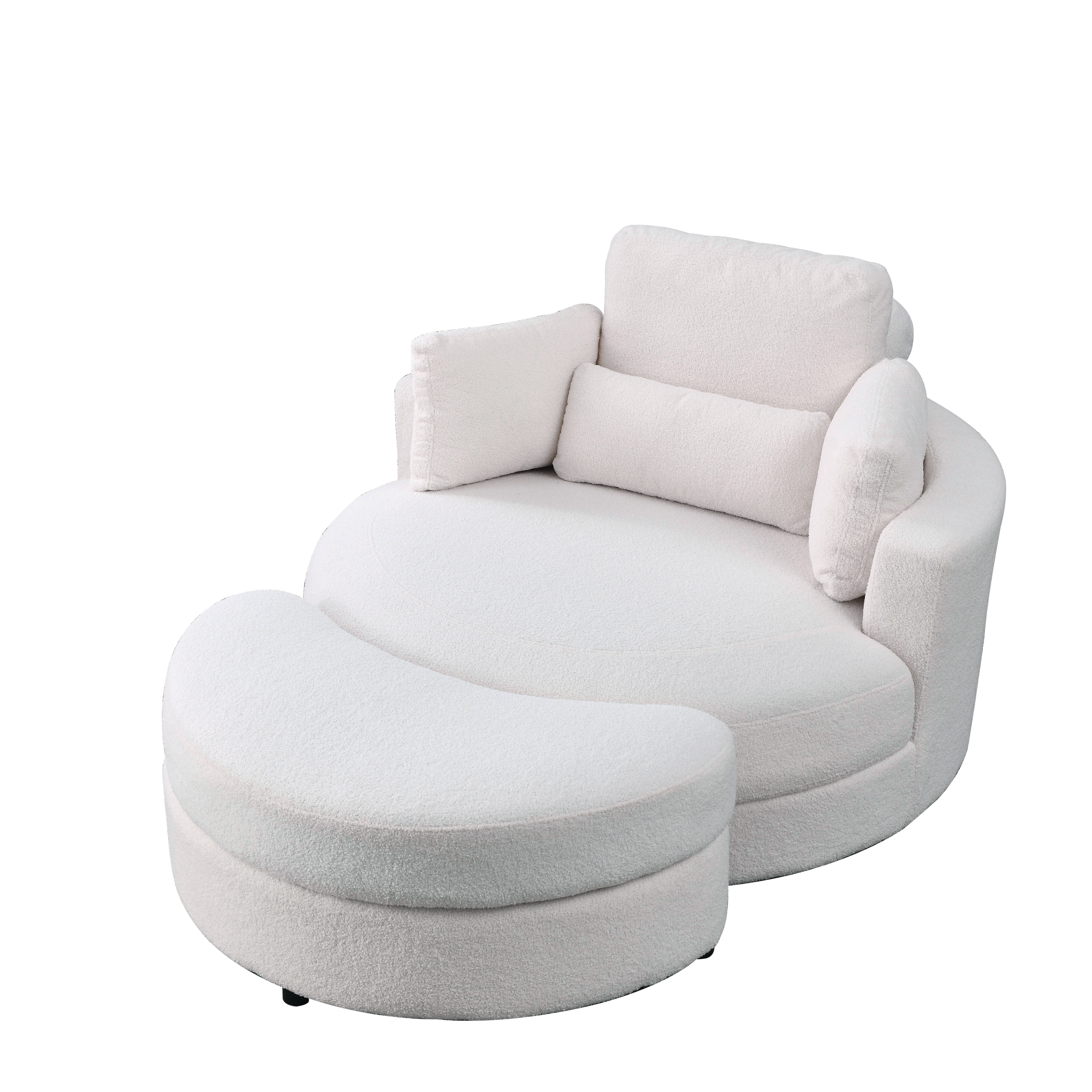 Swivel Accent BarrelModern Sofa Lounge Club Big Round Chair withStorage Ottoman Linen Fabric for Living Room Hotel with Pillows