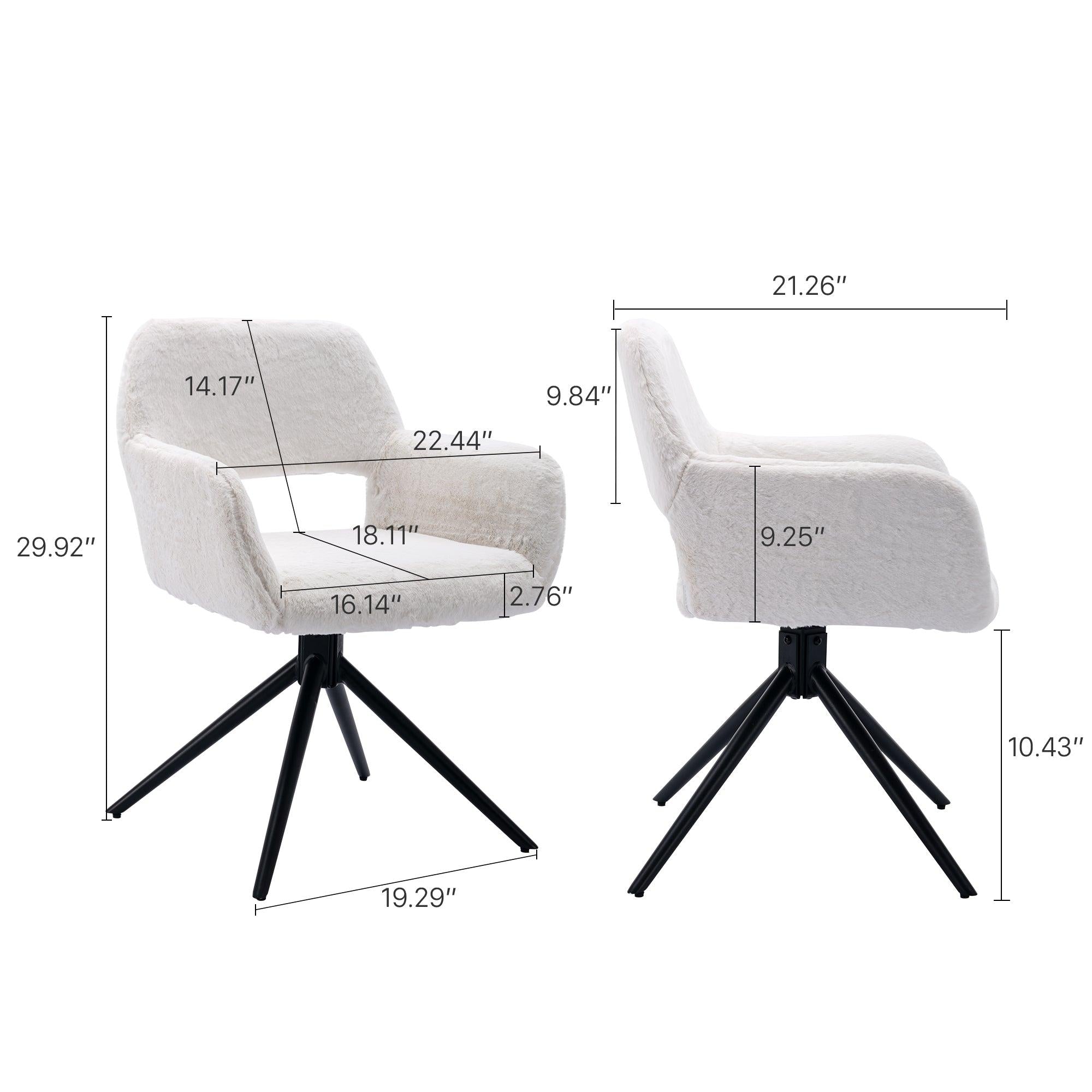 Accent Chair Set of 2 Dining Chairs,Swivel Dining Chairs,Accent Desk Chair with Metal Legs Leisure Armchair Elegant Metal Leg,Rotate Left and Right 90 Degrees