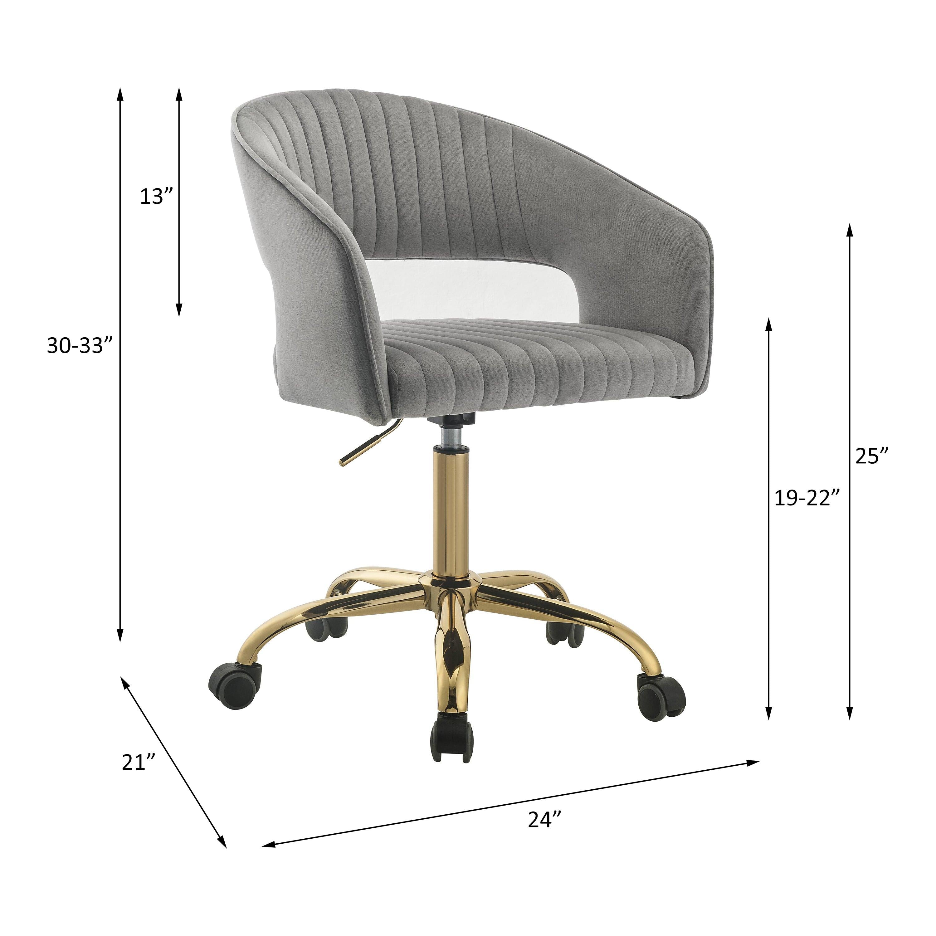 ACME Hopi Office Chair, Gray Velvet & Gold 92940