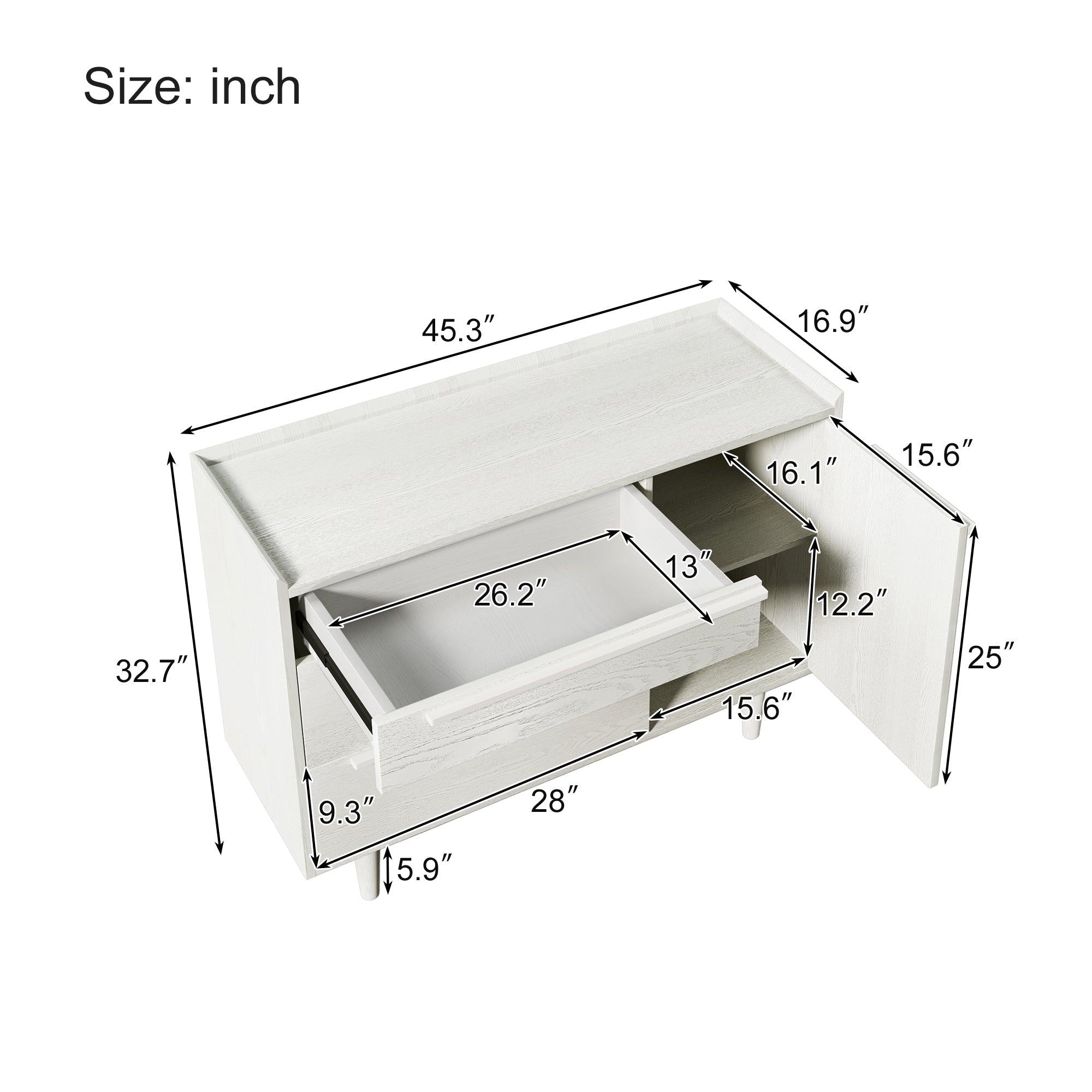 Modern Style Manufactured Wood 3-Drawer Dresser with Solid Wood Legs, White