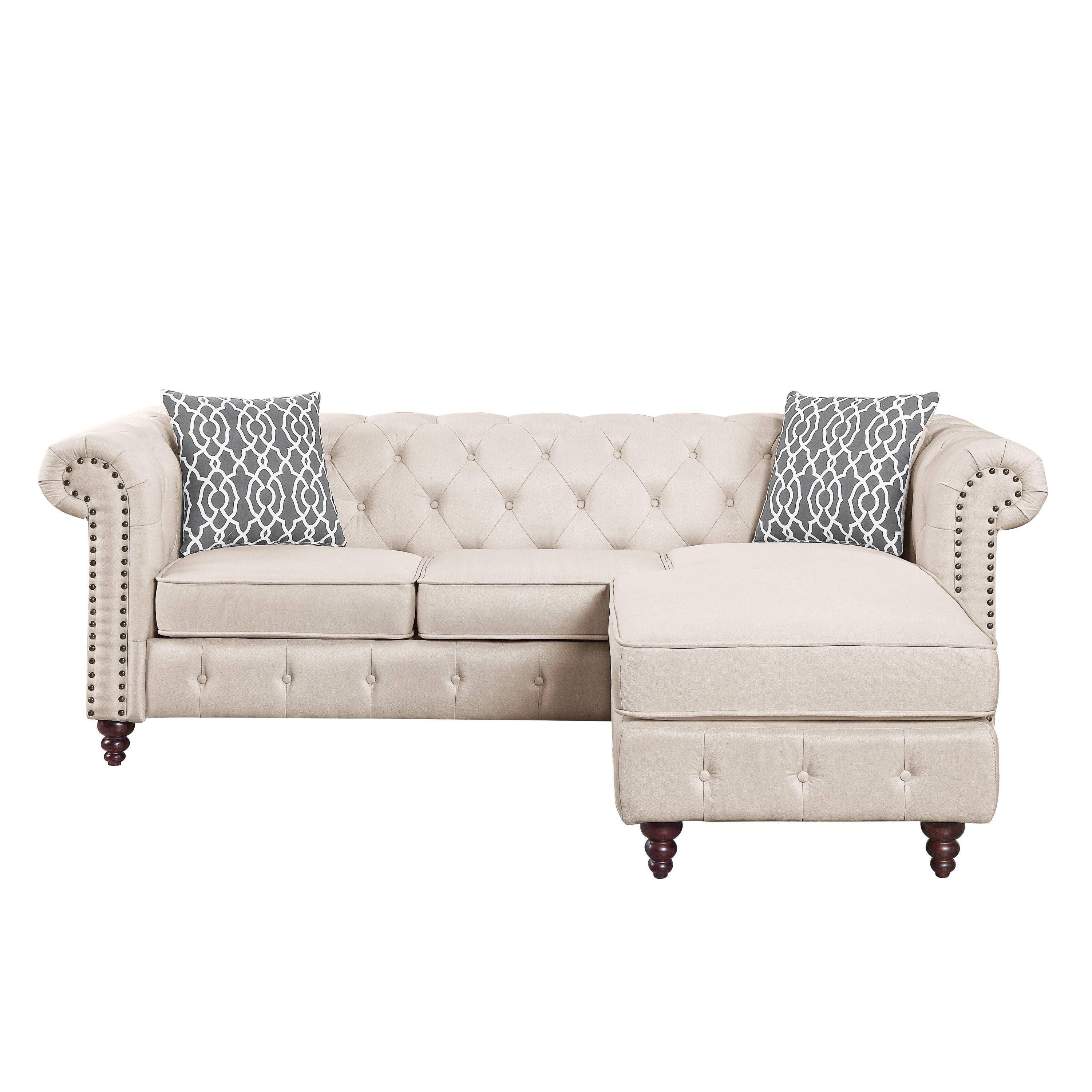 ACME Waldina Reversible Sectional Sofa  in Beige Fabric LV00643