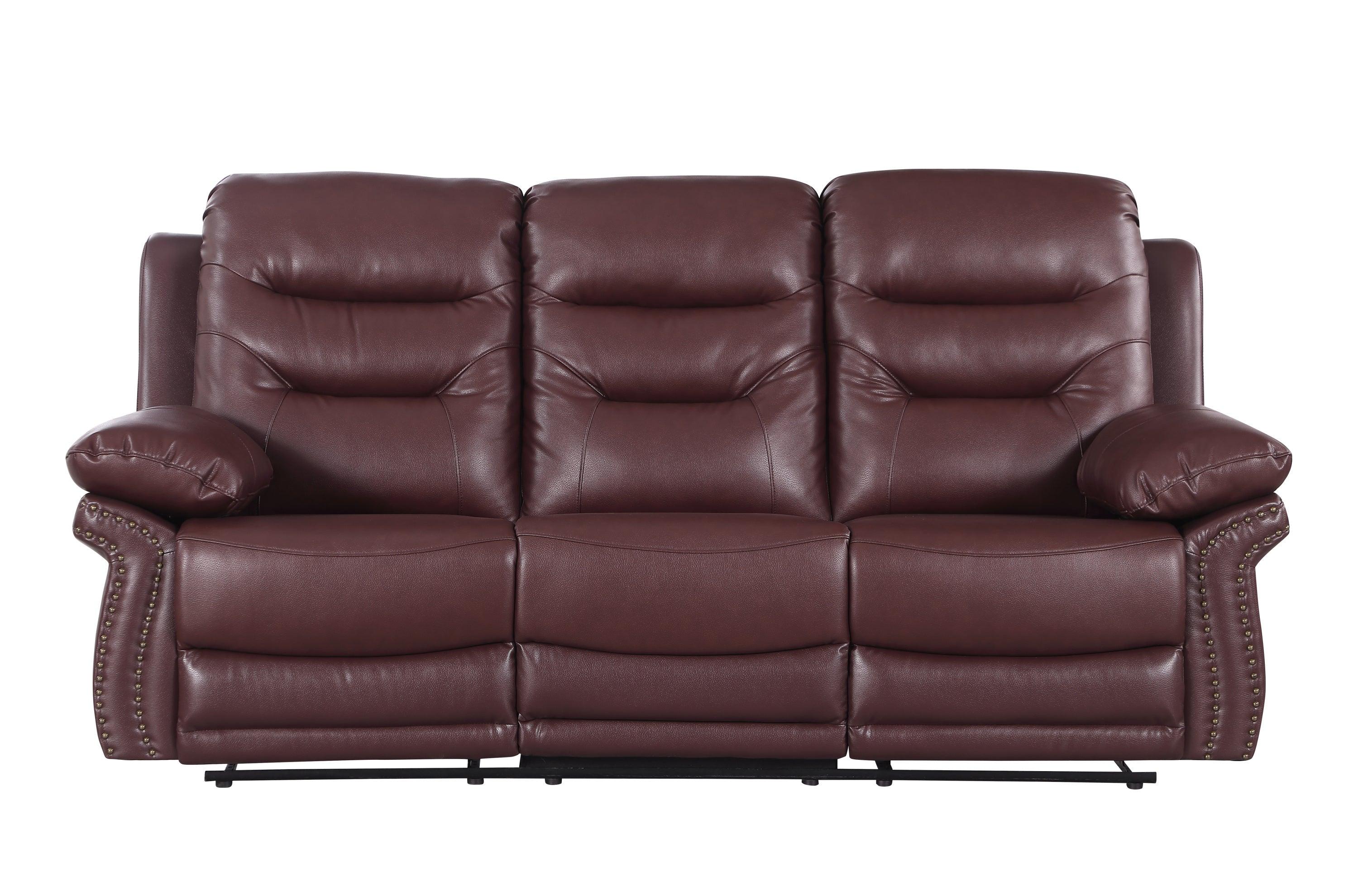 Global United  Leather Air Upholstered Reclining Sofa with Fiber Back image