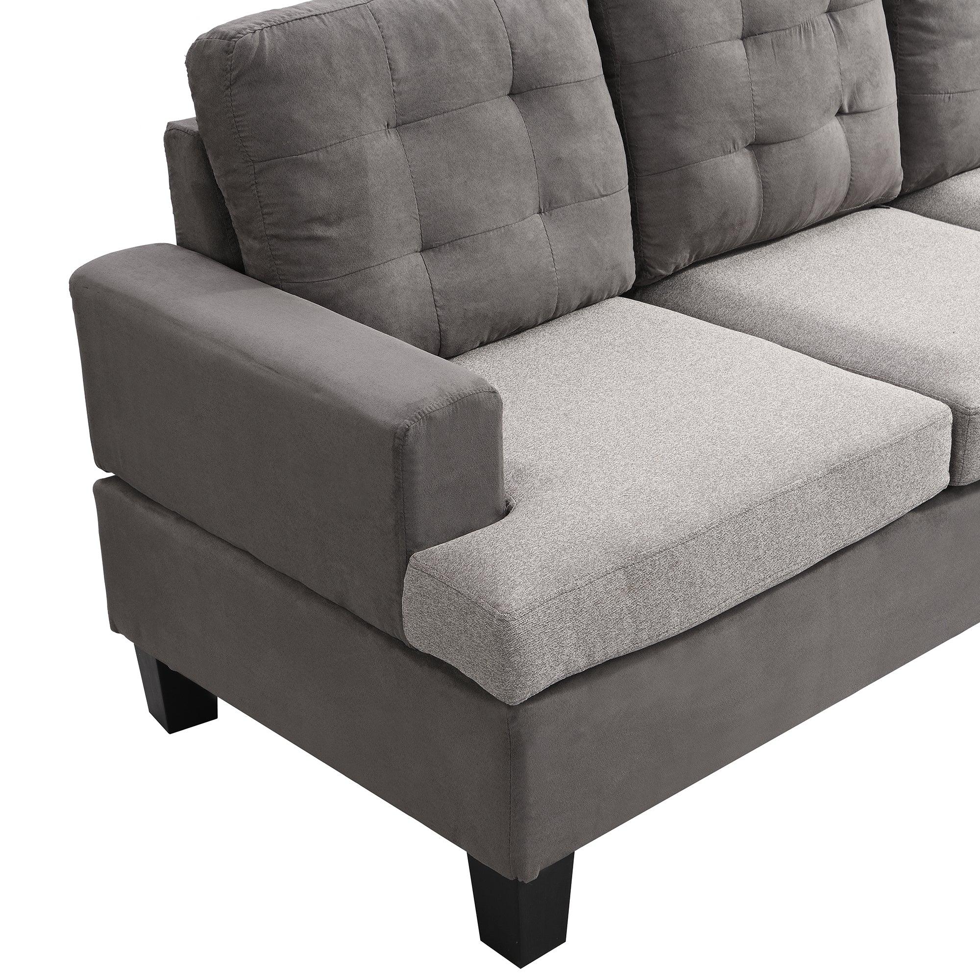 Sofa Set  for Living Room with Chaise Lounge andStorage Ottoman Living Room Furniture  Gray