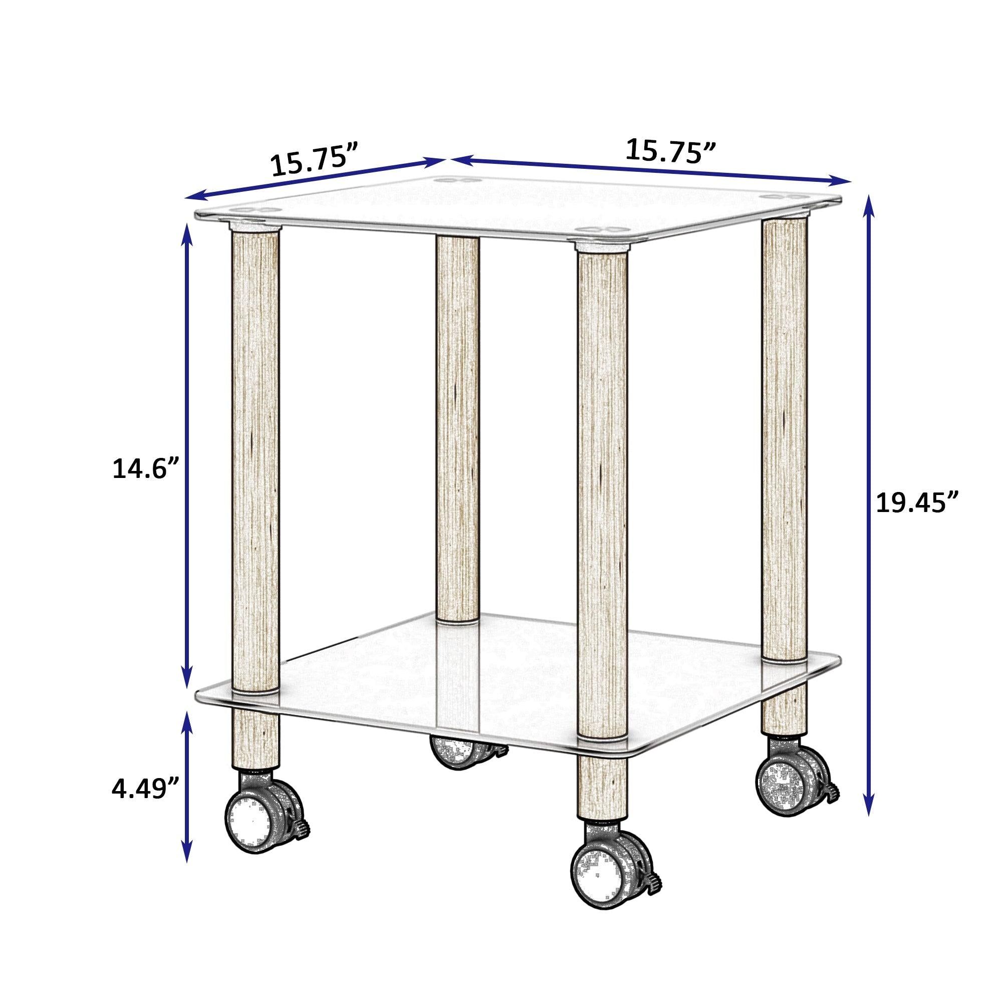 2-Piece White+Oak Side Table , 2-Tier Space End Table ,Modern Night Stand, Sofa table, Side Table withStorage Shelve