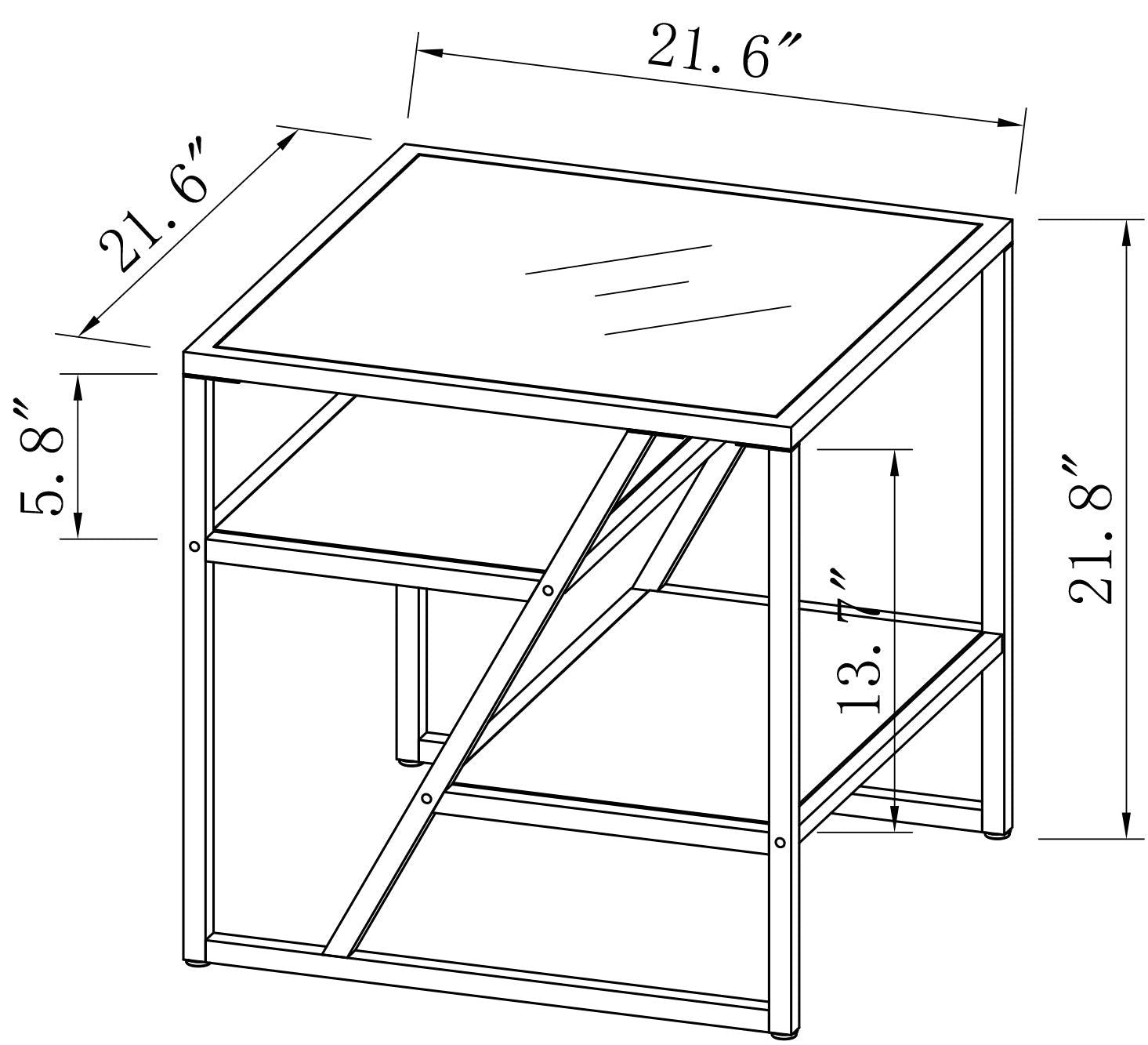 lden Side Table, End Table withStorage Shelf, Tempered Glass Coffee Table with Metal Frame for Living Room&Bed Room,