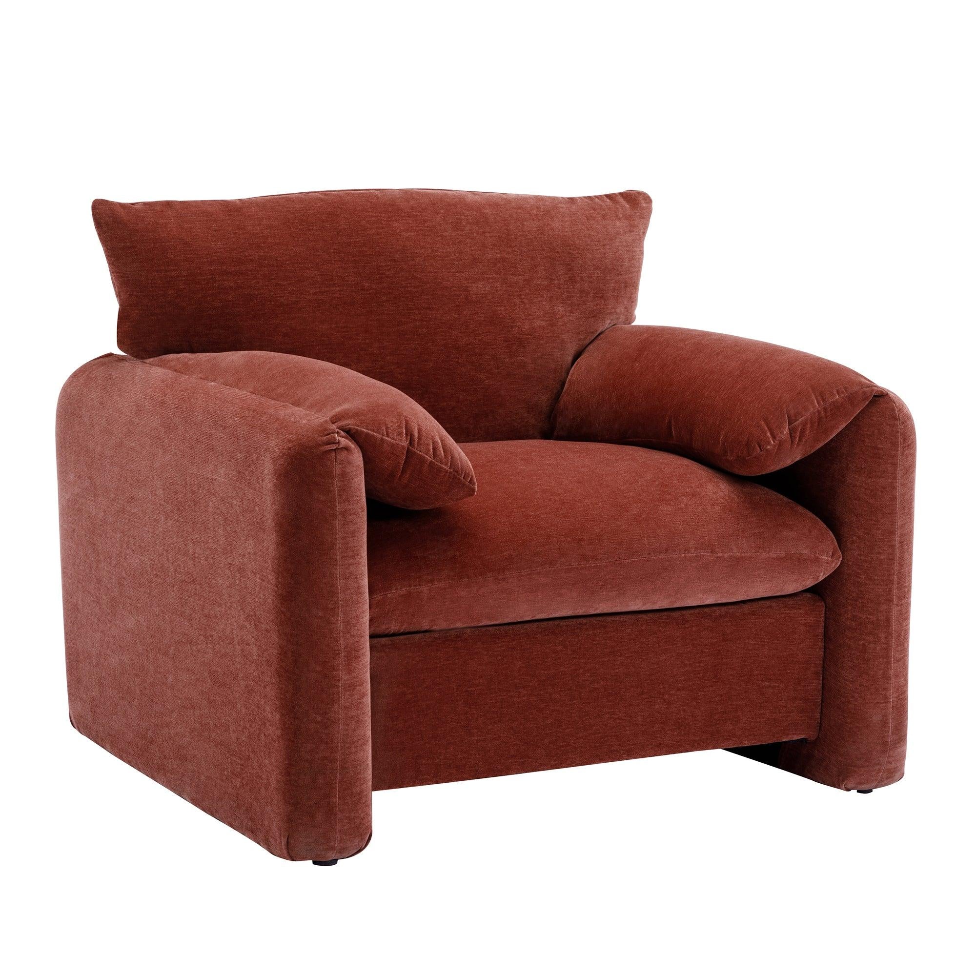 Modern Style Chenille Oversized Armchair Accent Chair Single Sofa Lounge Chair 38.6''W for Living Room, Bedroom, Claret Red