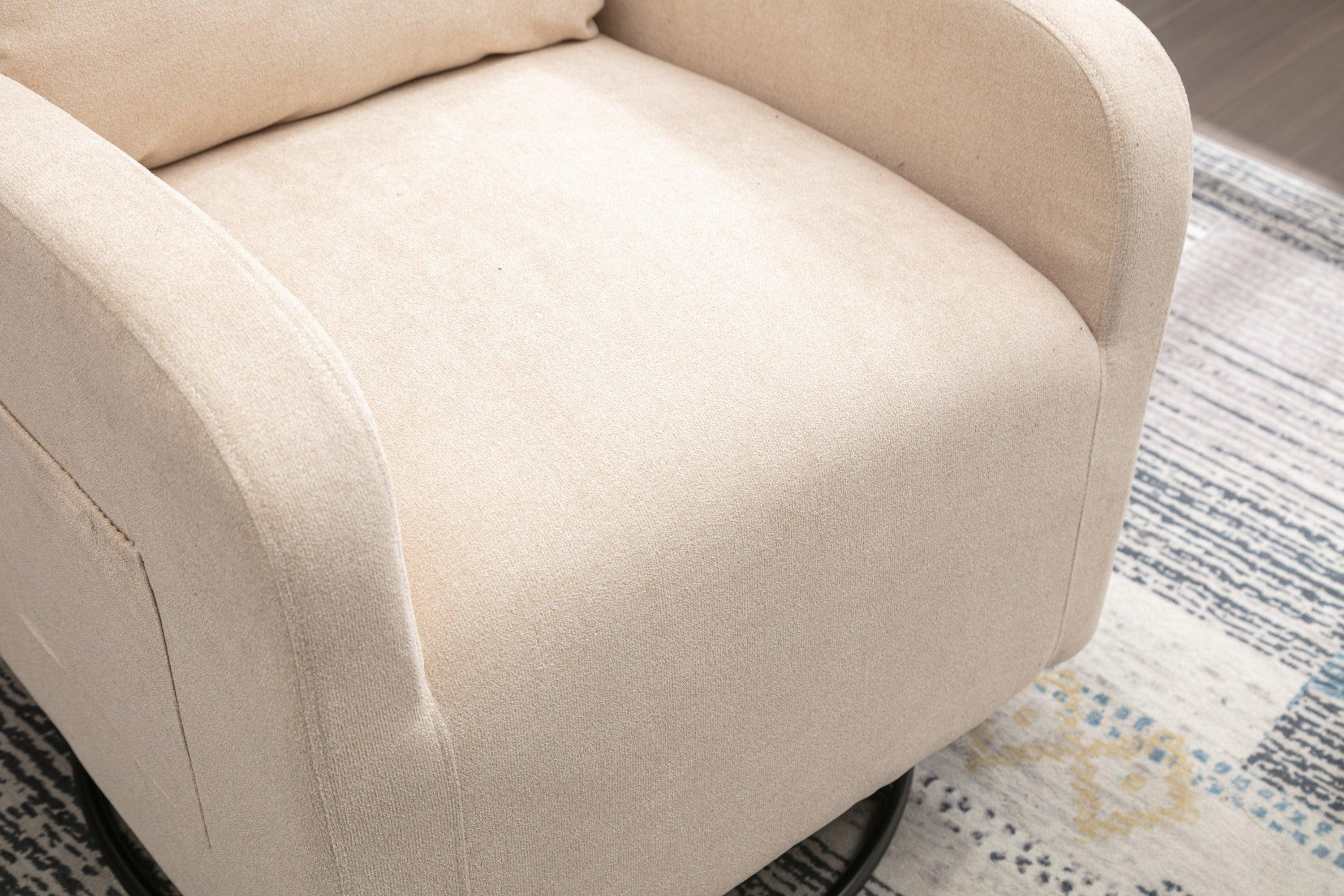 Upholstered Swivel Glider.Rocking Chair for Nursery in Beige.Modern Style One Left Bag