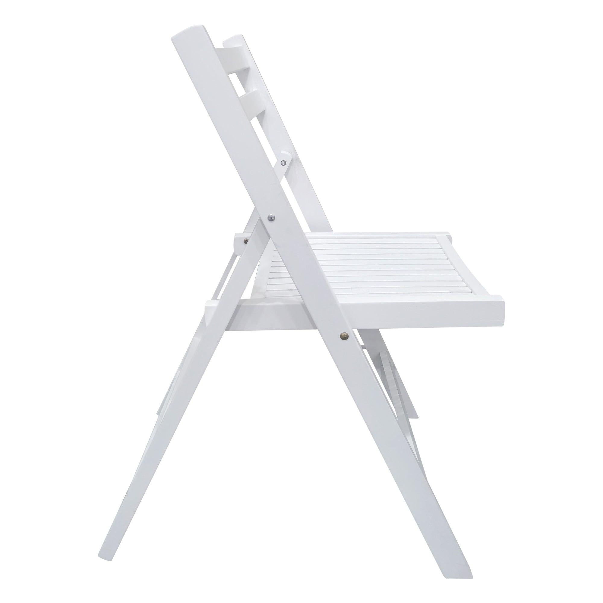 Furniture Slatted Wood Folding Special Event Chair - White, Set of 4 ，FOLDING CHAIR, FOLDABLE STYLE