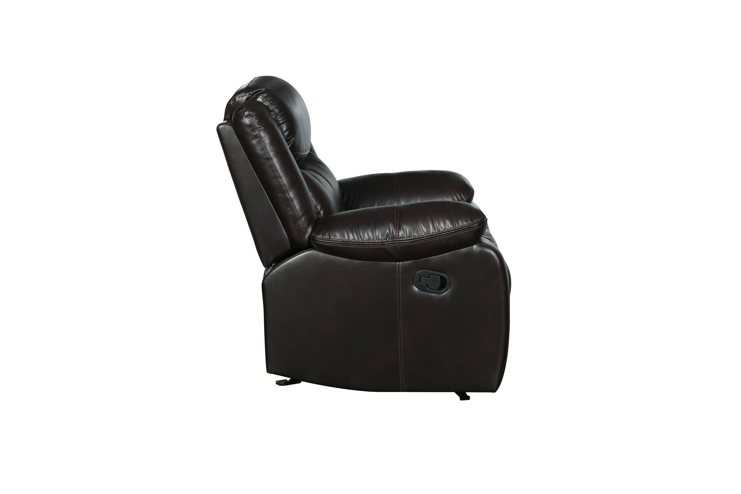 Global United Transitional Leather-Air Reclining Sofa