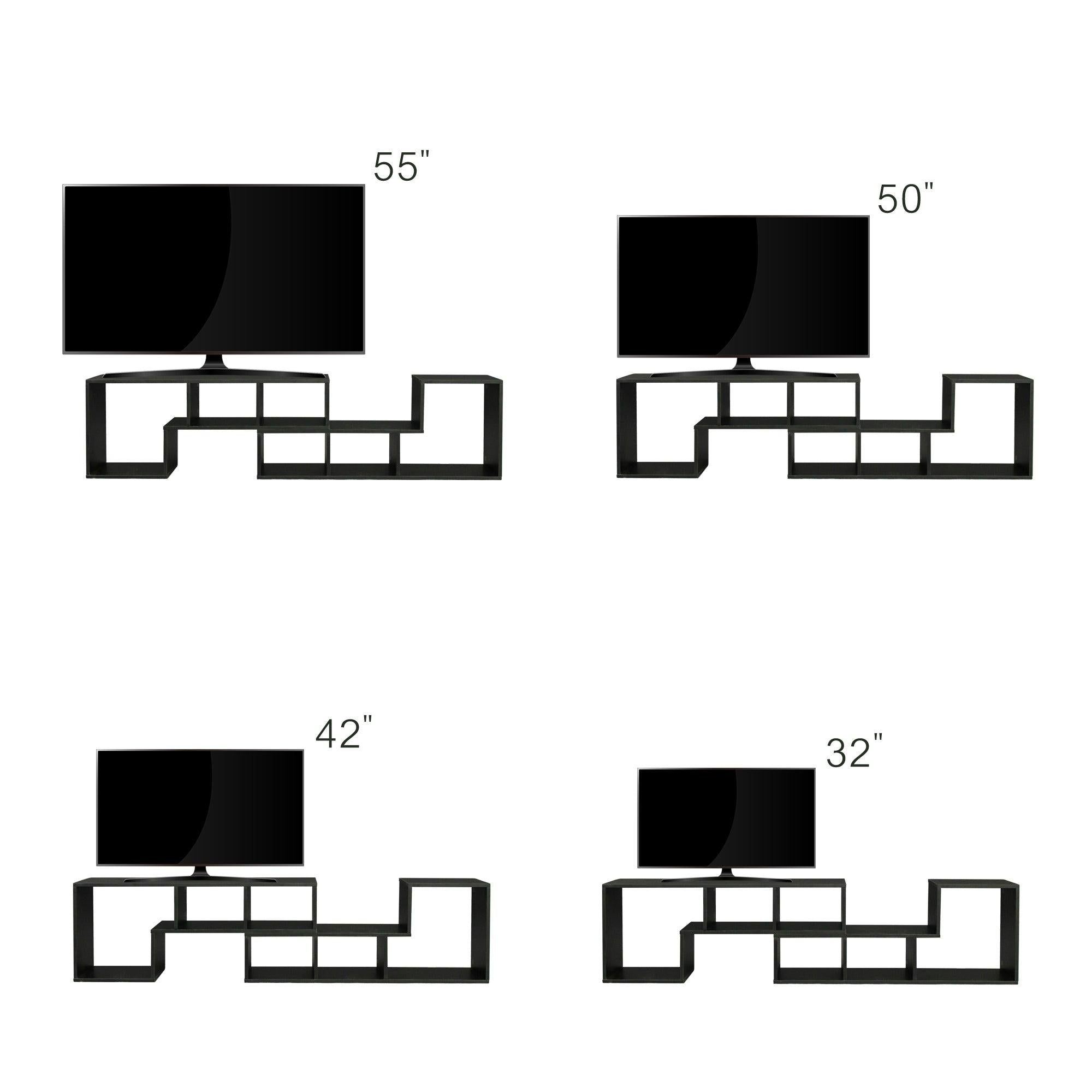 Double L-Shaped TV Stand，Display Shelf ，Bookcase for Home Furniture,Black