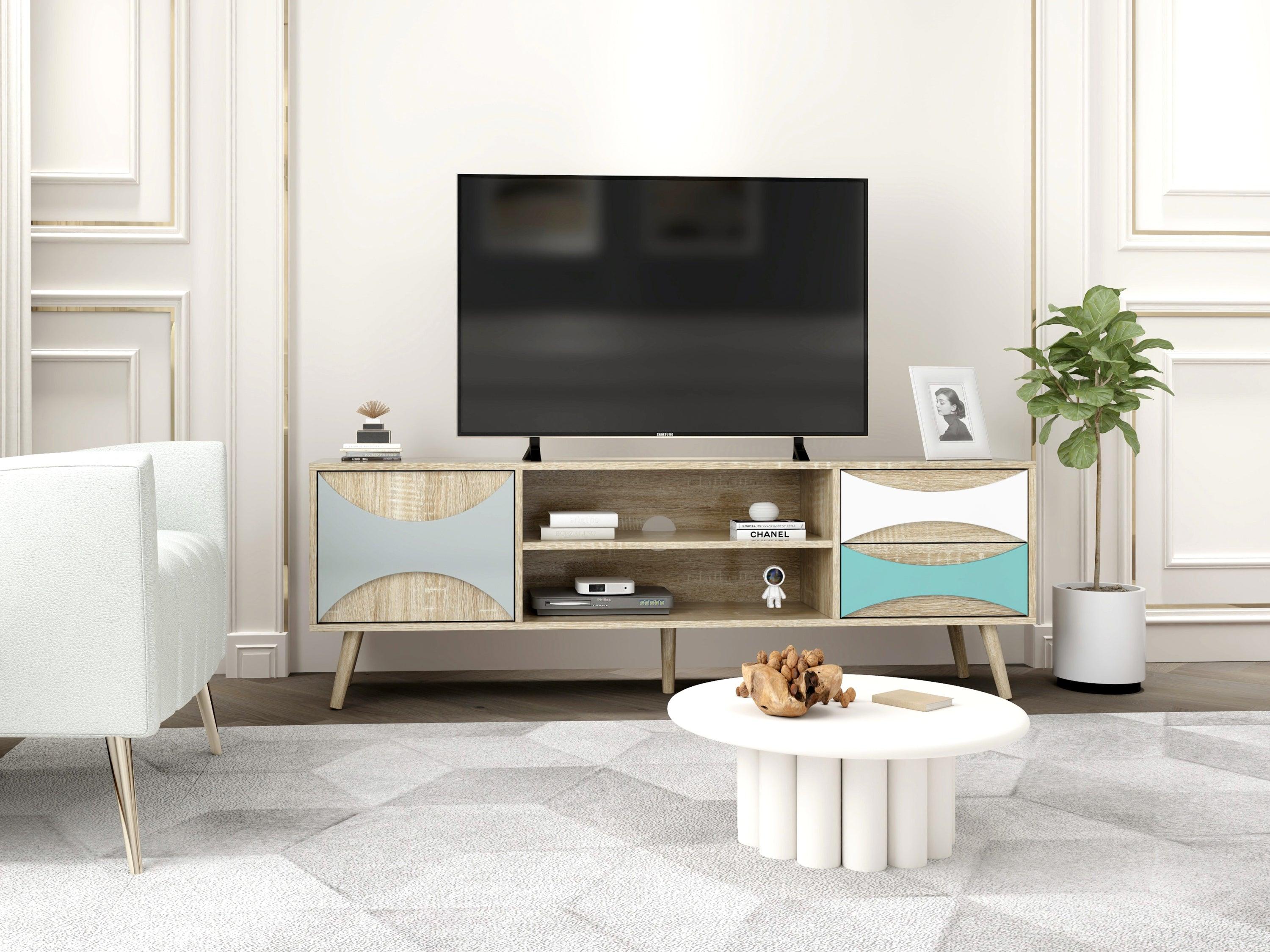 TV Stand withStorage Cabinet and Shelves, TV Console Table for Living Room