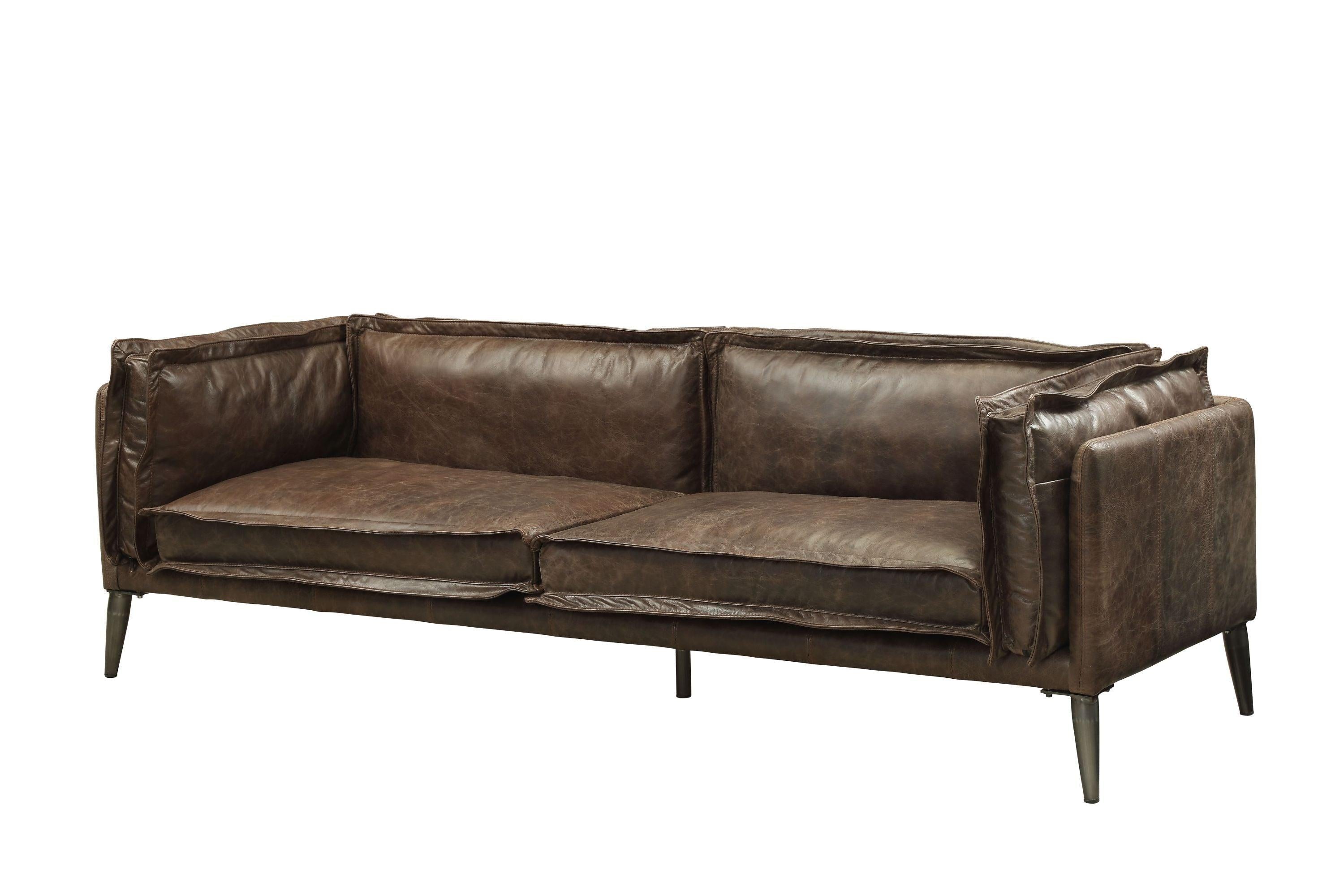 ACME Porchester Sofa in Distress Chocolate Top Grain Leather 52480