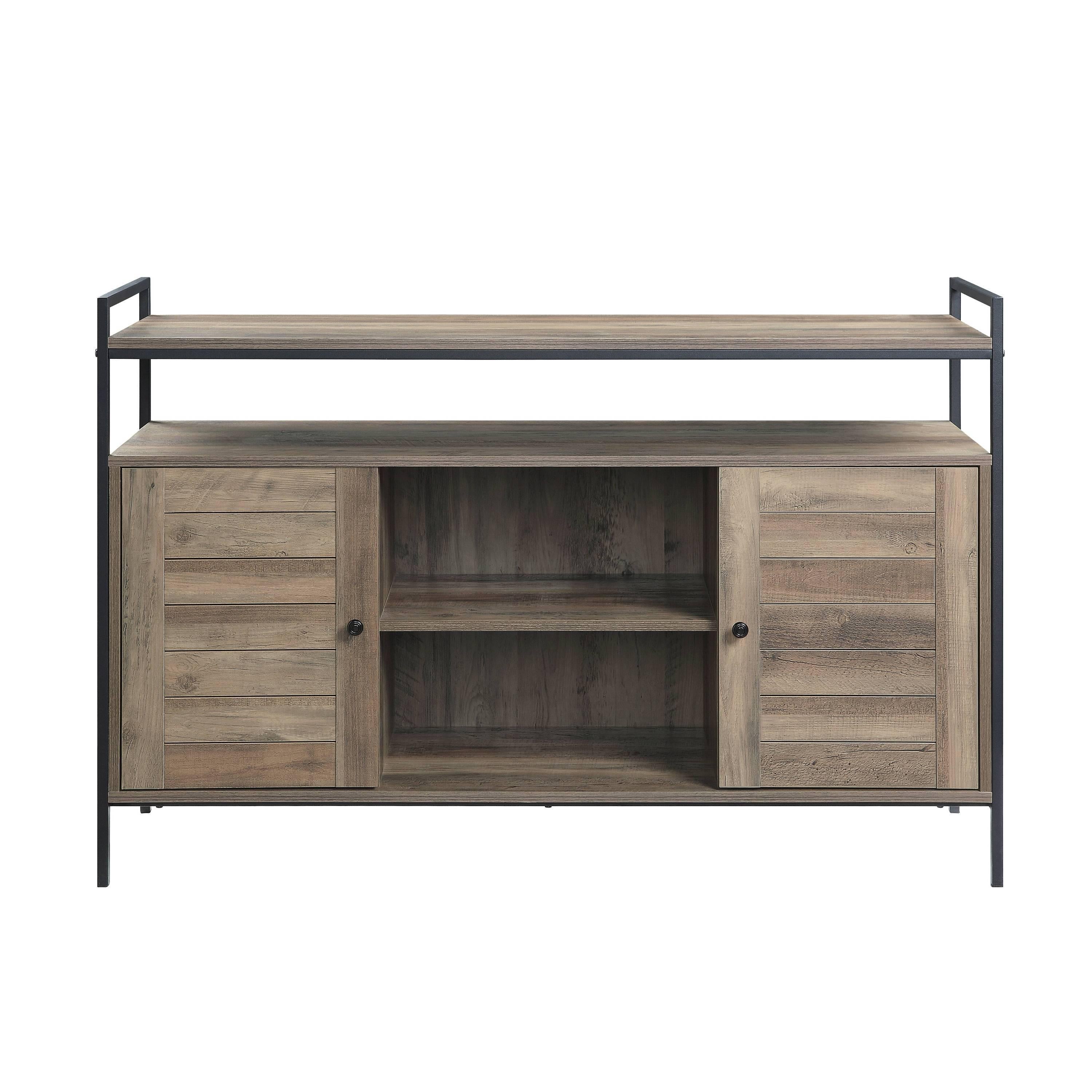 ACME Baina TV Stand in Rustic Oak & Black Finish LV00743