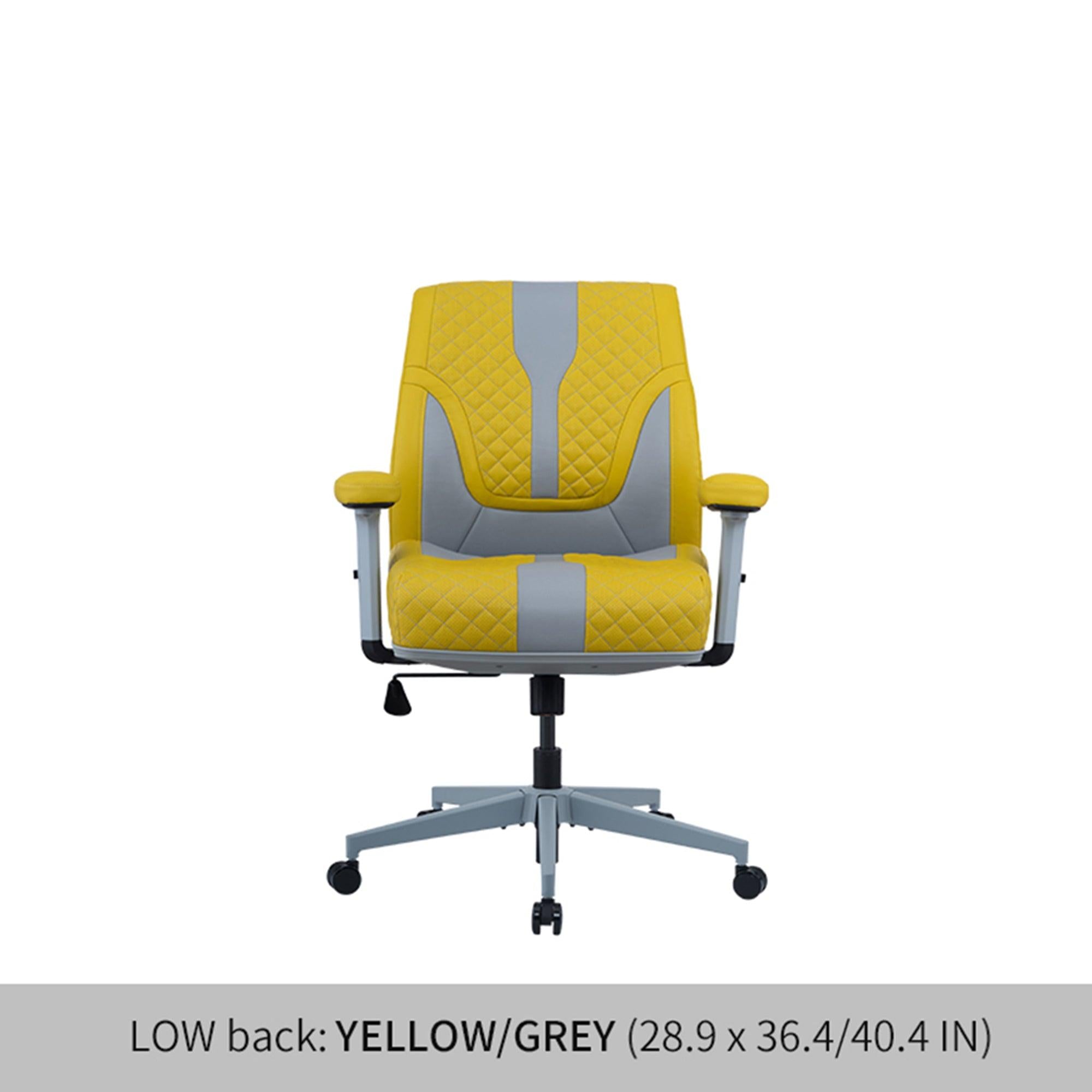 Office Desk Chair, Air Cushion Low Back Ergonomic Managerial Executive Chairs, Headrest and Lumbar Support Desk Chairs with Wheels and Armrest, Yellow/Grey image