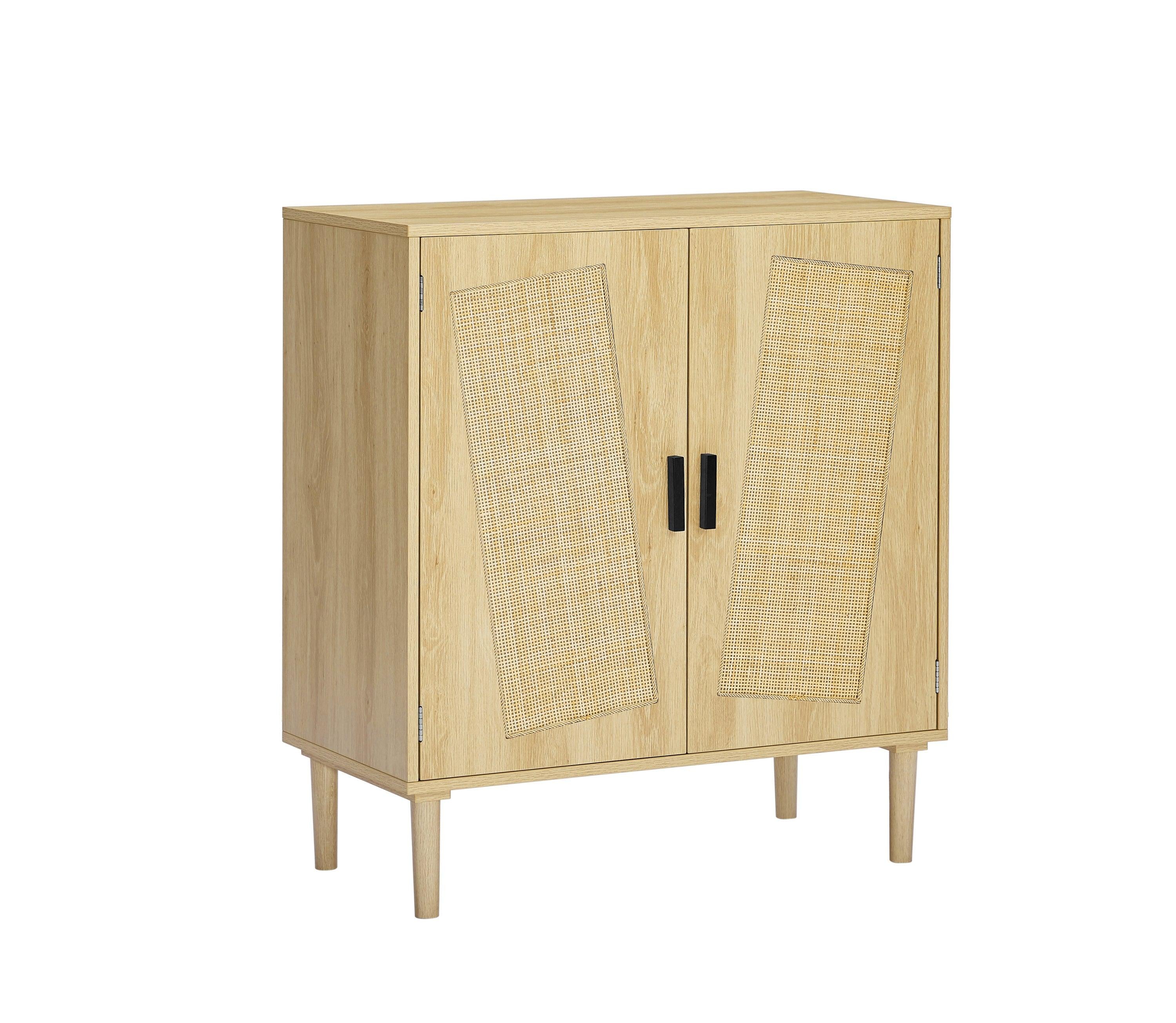 KitchenStorage cabinets with rattan decorative doors, buffets, wine cabinets, dining rooms, hallways, cabinet console tables, （Natural，31.5''LX 15.8''WX 34.6"H）.