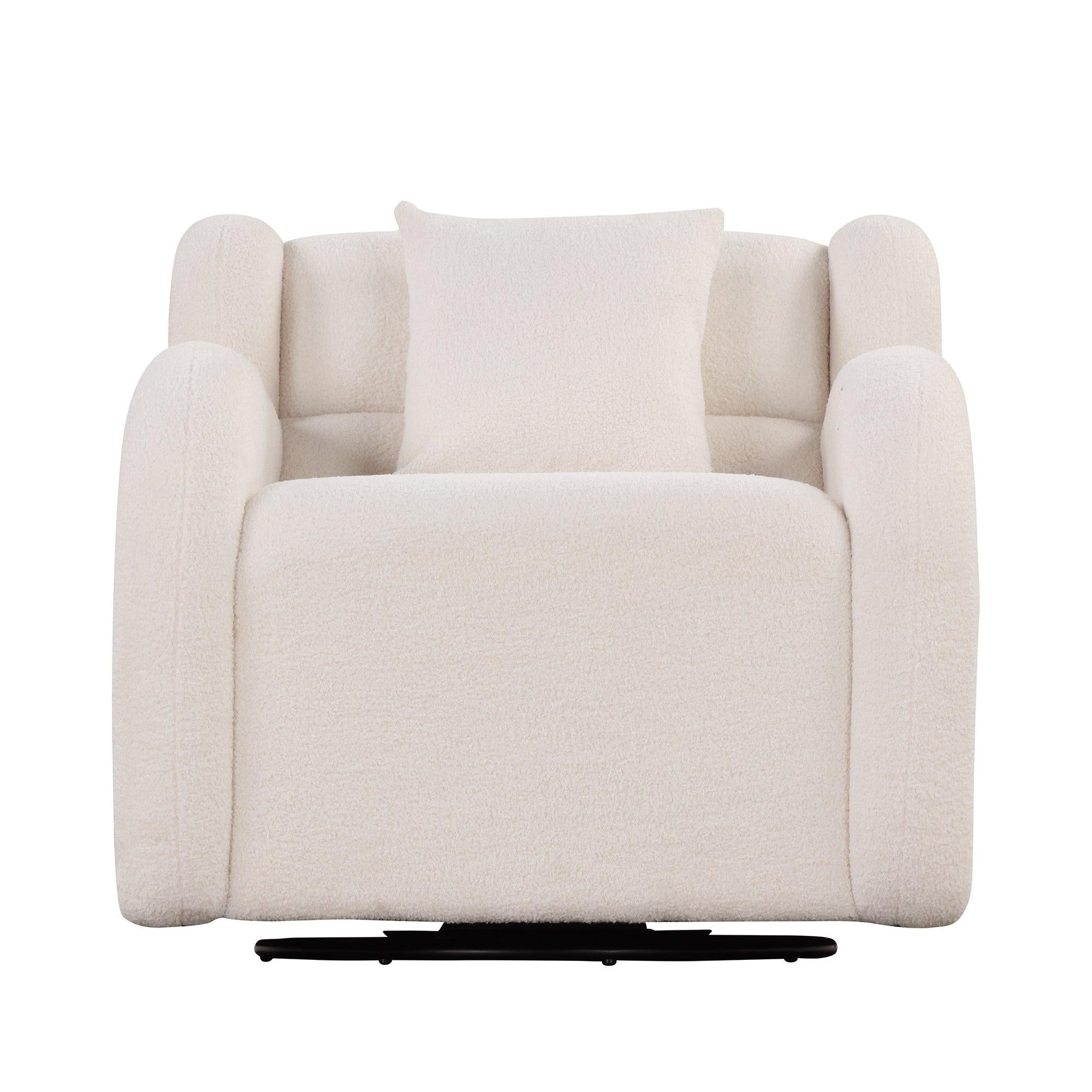 Swivel Accent Chair with Ottoman, Teddy Short Plush Particle Velvet Armchair,360 Degree Swivel Barrel Chair with footstool for Living Room, Hotel, Bedroom, Office, Lounge,White