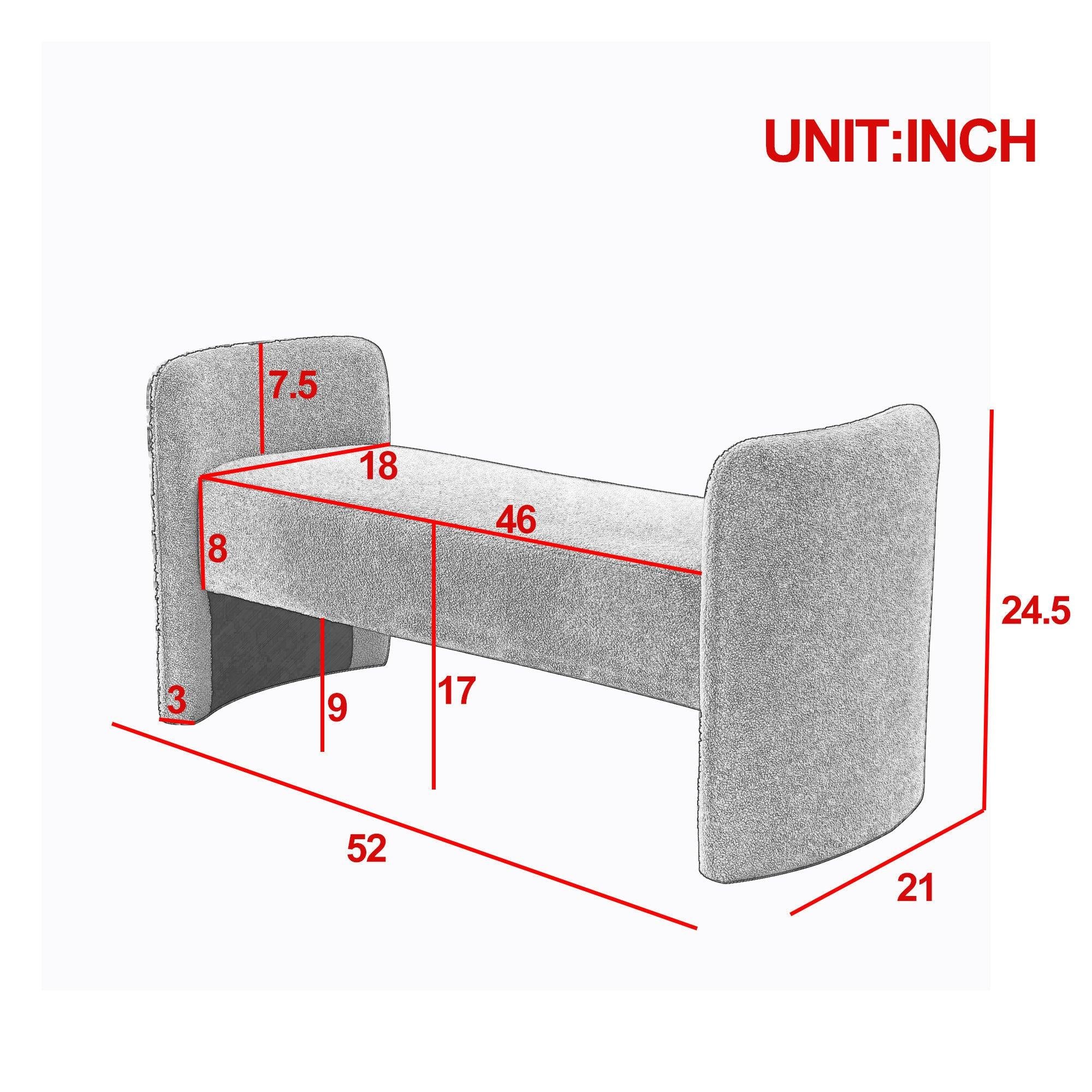 52" Bench for Bedroom End of BedModern Contemporary Design Ottoman Couch Long Bench Window Sitting Fireplace Bench, Velvet