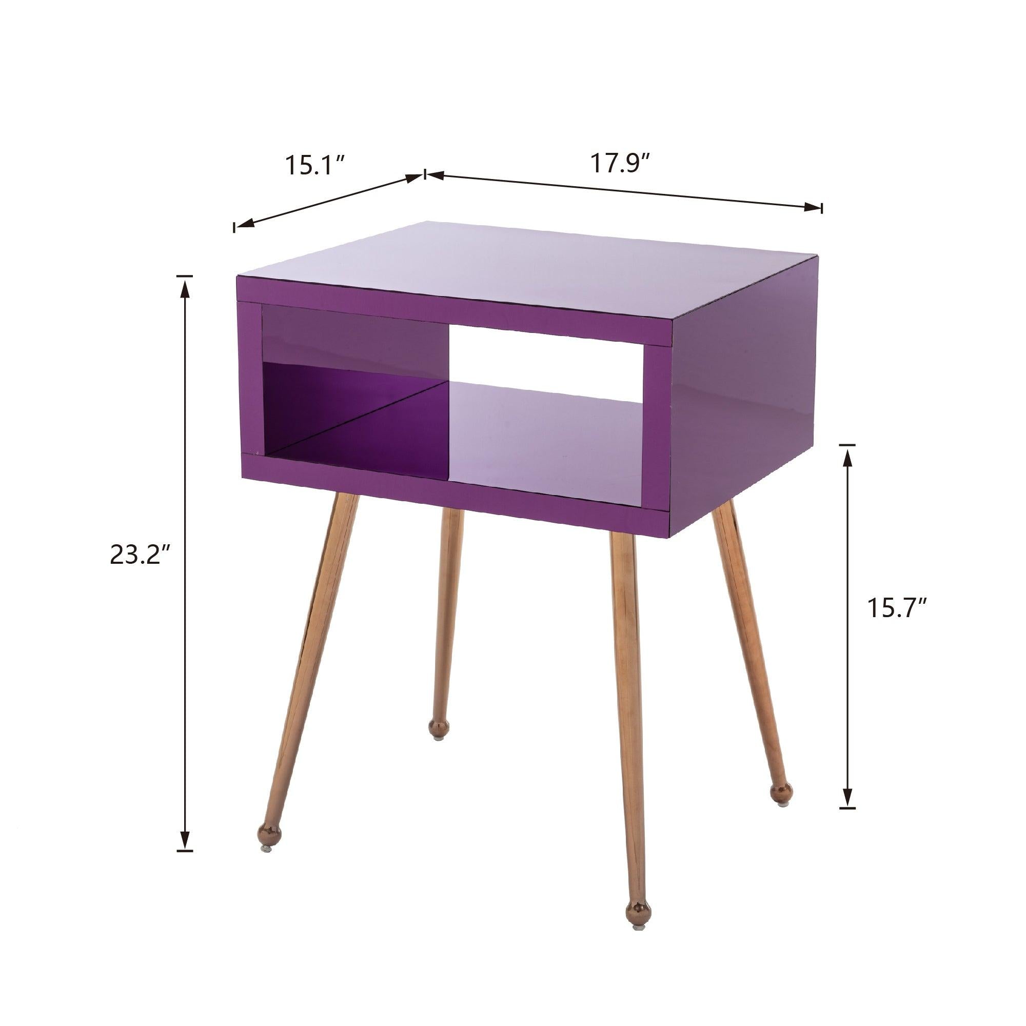 MIRROR END TABLE  MIRROR NIGHTSTAND   END&SIDE TABLE  (Purple color)