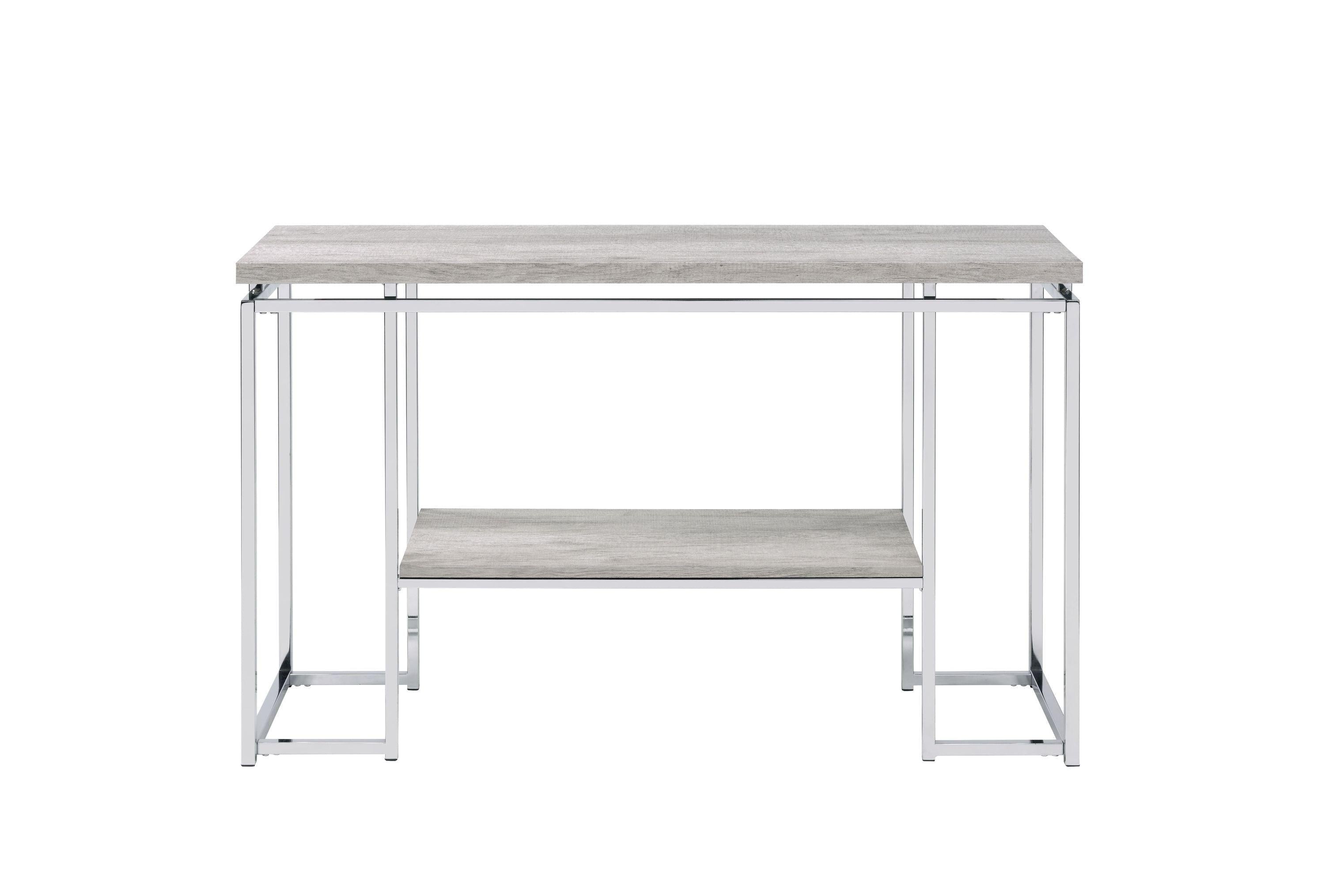 ACME Chafik Sofa Table, Natural Oak & Chrome 85373