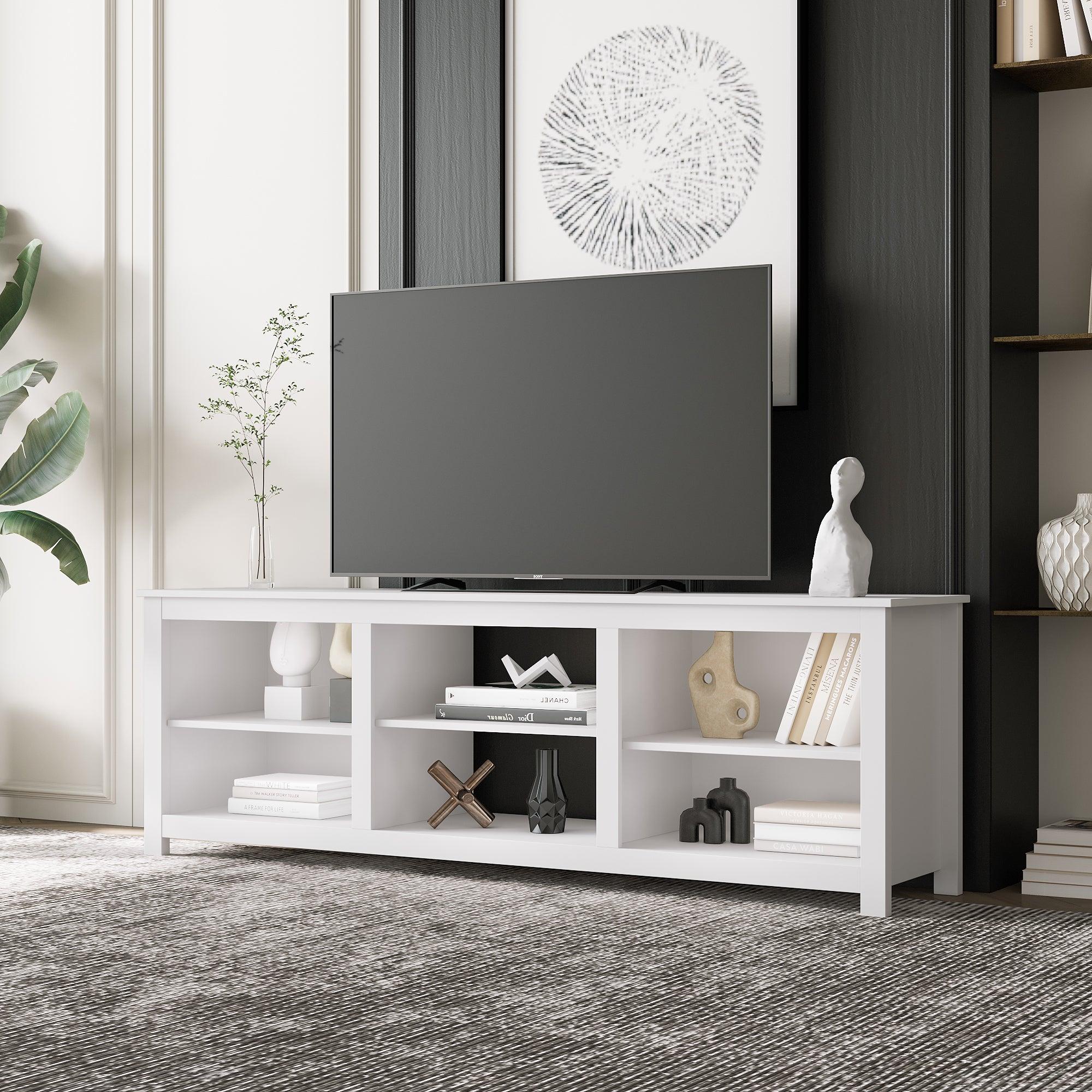 Living room TV stand furniture with 6Storage compartments and 1 shelf cabinet, high-quality particle board