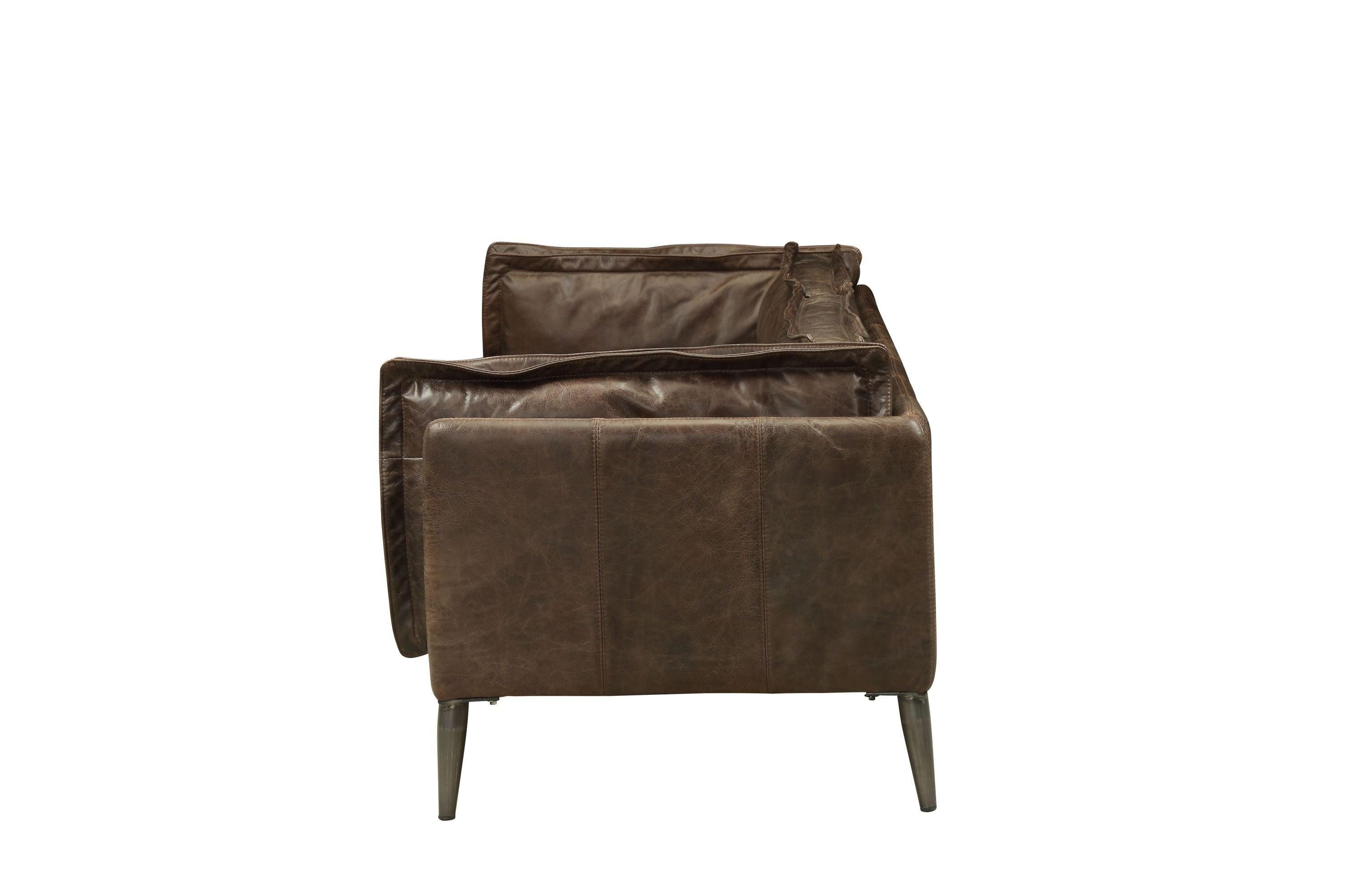 ACME Porchester Sofa in Distress Chocolate Top Grain Leather 52480