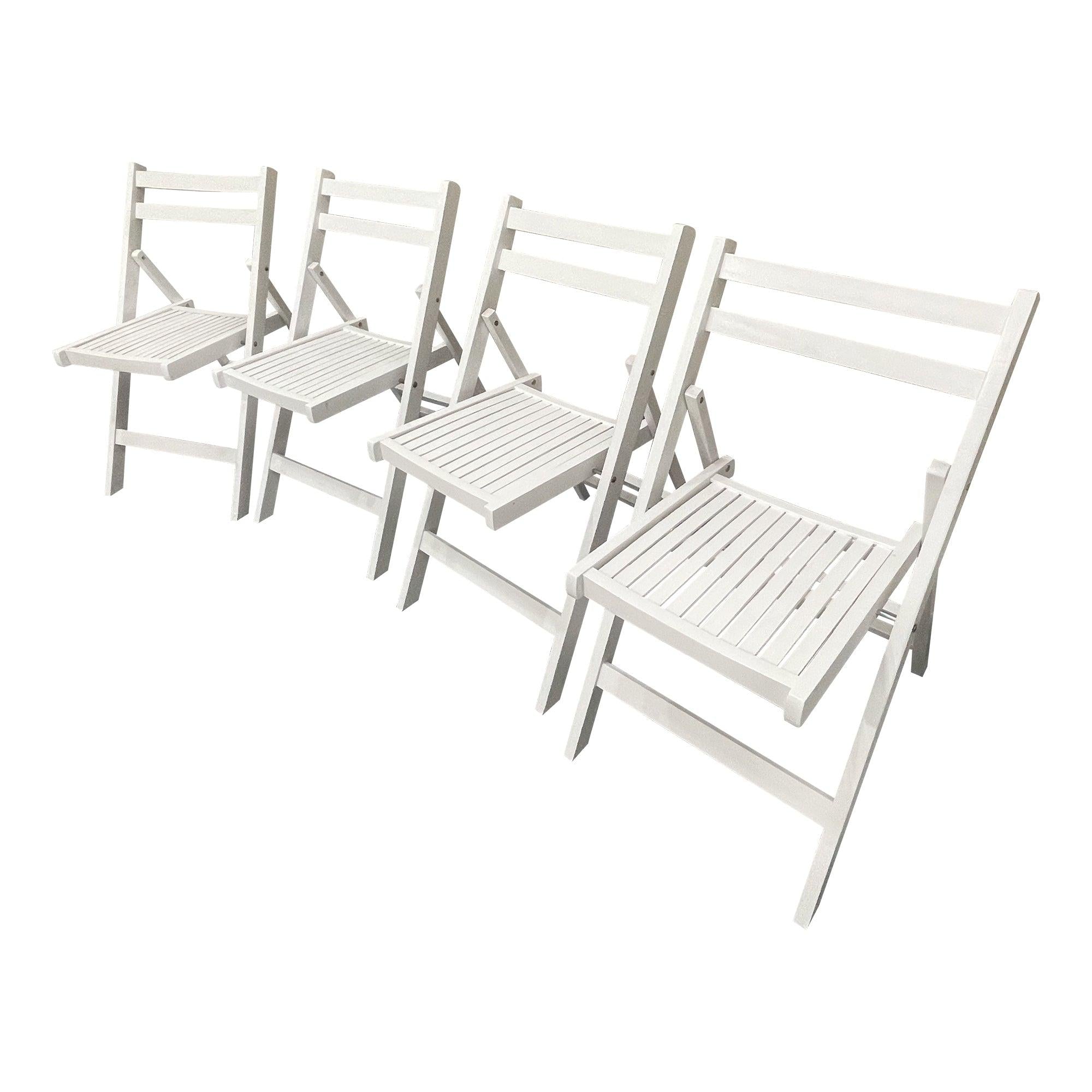 Furniture Slatted Wood Folding Special Event Chair - White, Set of 4 ，FOLDING CHAIR, FOLDABLE STYLE